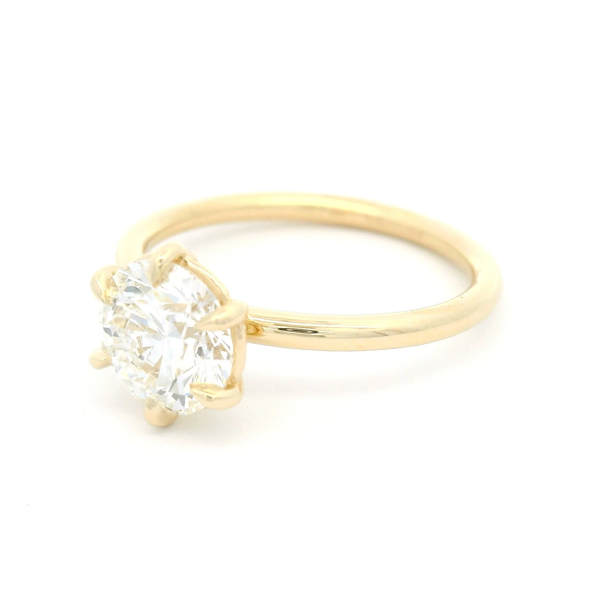 14k Yellow 6-Claw Solitaire with 1.3ct Lab-Grown Round Brilliant Cut Diamond - Image 2