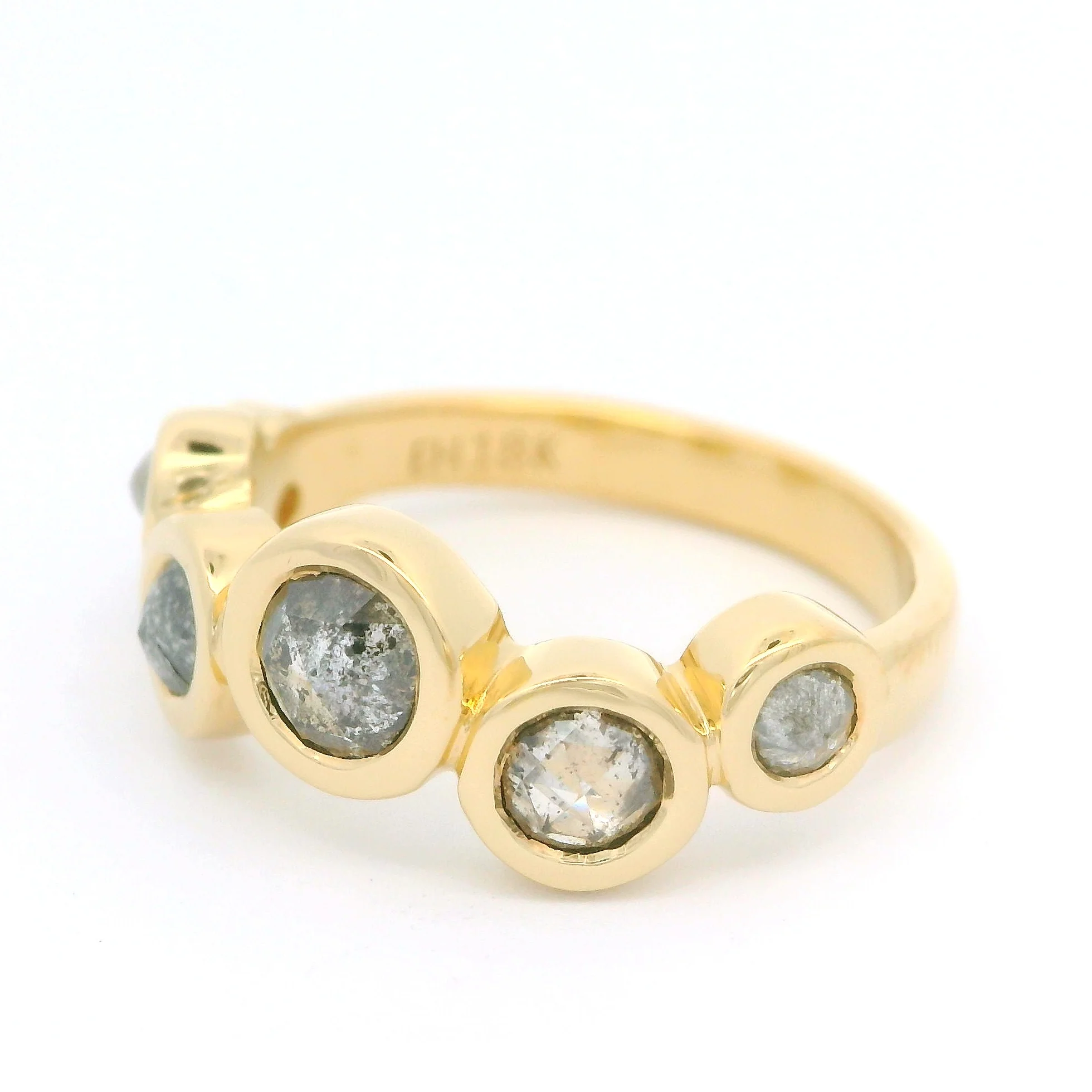 Constellation - 18k Yellow Ring with Six Bezel Set Rose Cut Diamonds - Image 2