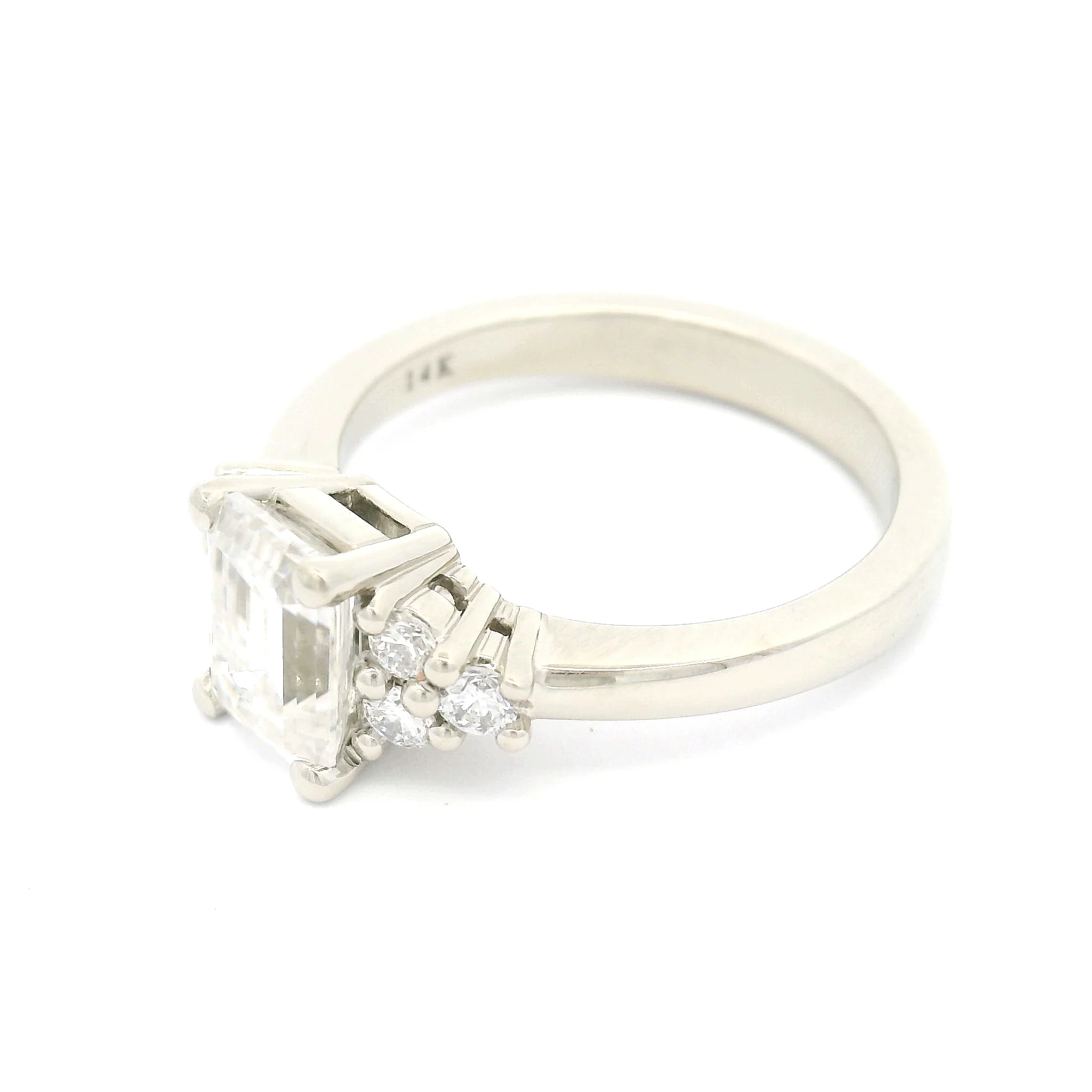 14k White  Engagement Ring with 1.38ct Emerald-Cut Moissanite and Accent Lab-Grown Diamonds - Image 4