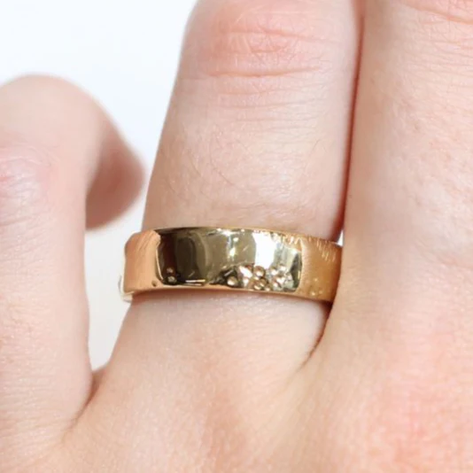 Erode - 10k Yellow Textured Wedding Band - Image 4