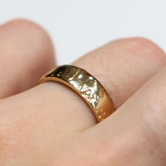 Erode - 10k Yellow Textured Wedding Band - Image 5