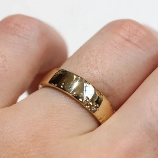 Erode - 10k Yellow Textured Wedding Band - Image 6