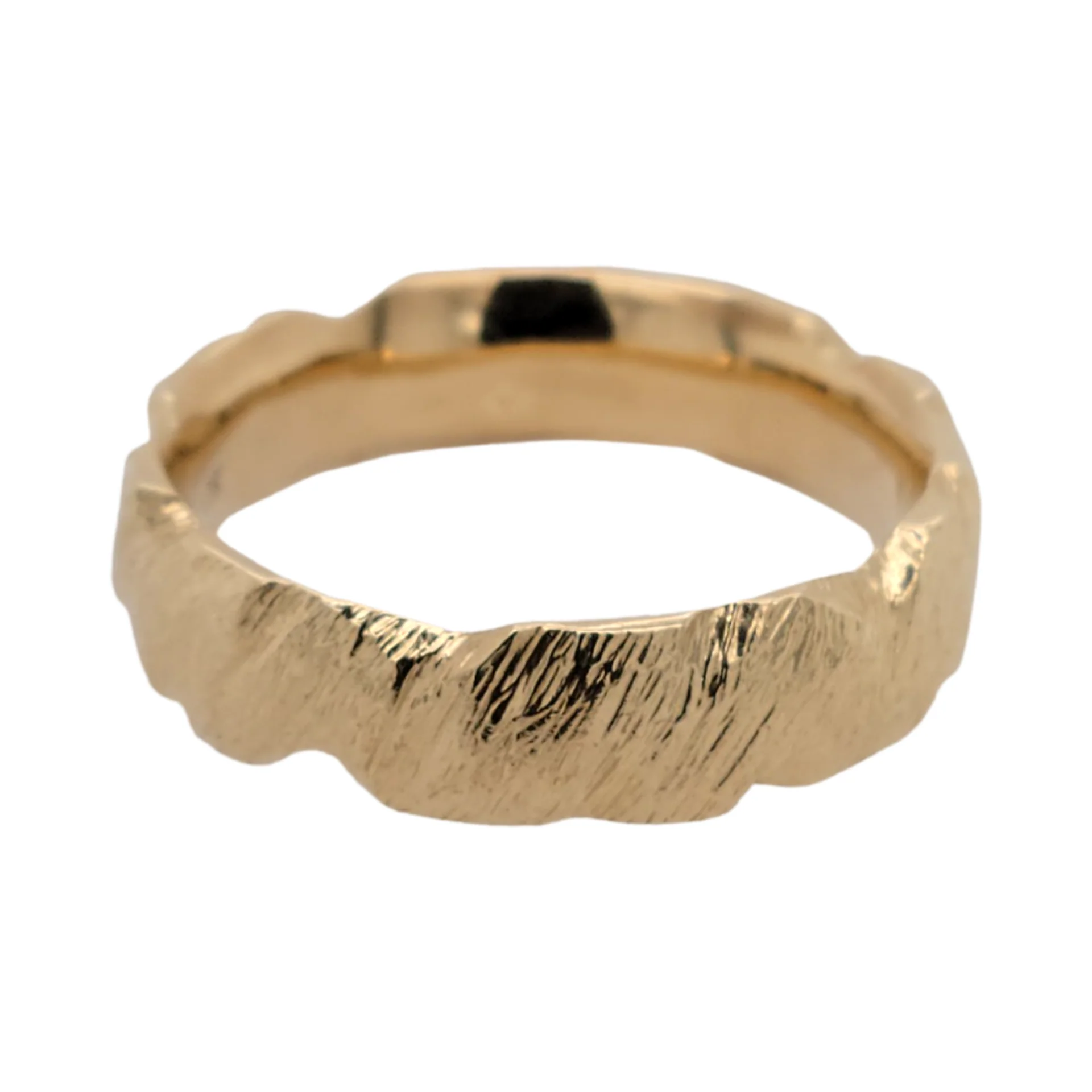 10k Yellow Etched 5mm Wide Wedding Band - Image 3