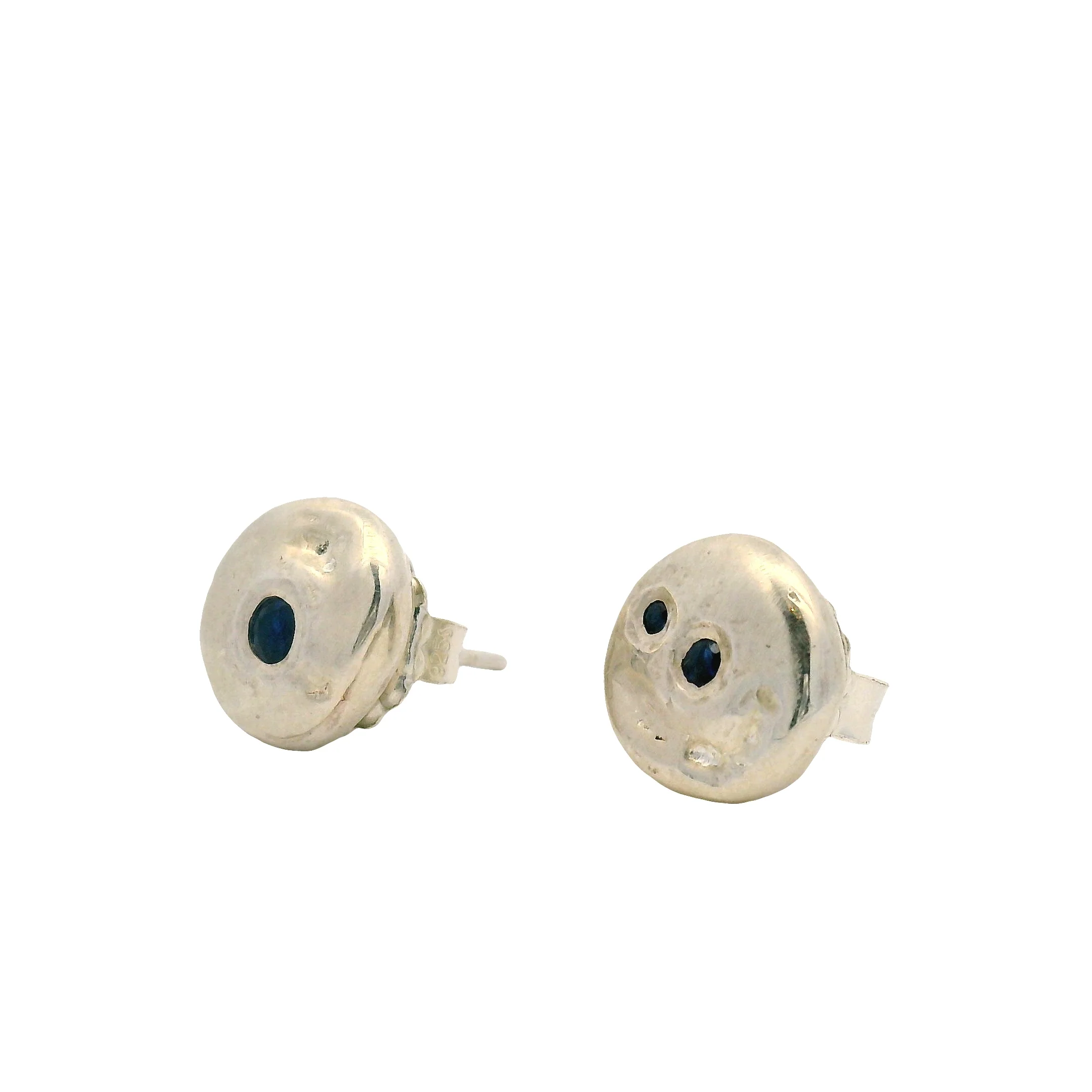 Extra Large Sapphire Pebble Earrings - Image 2