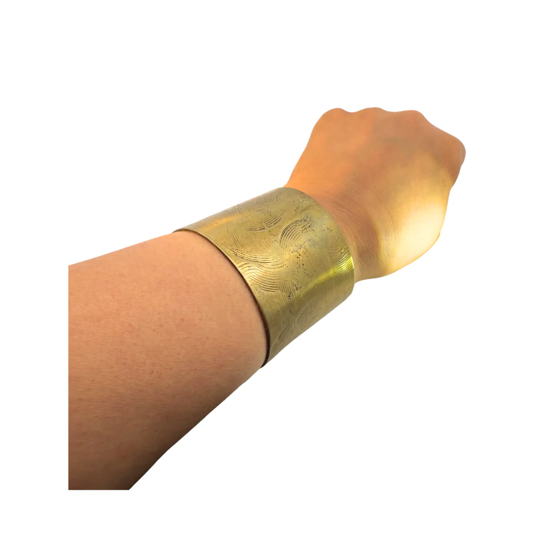 Extra Wide Textured Brass Cuff - Image 2