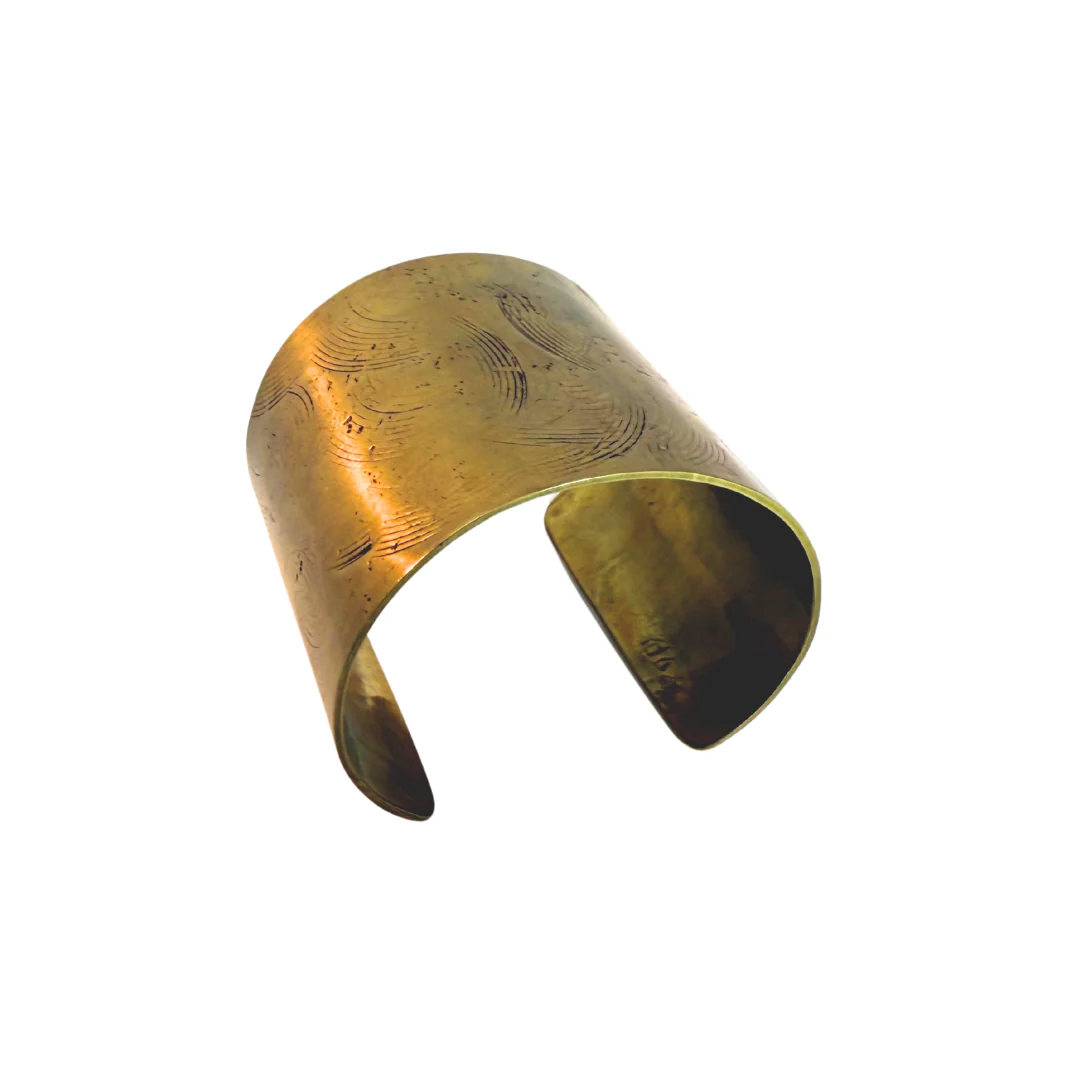 Extra Wide Textured Brass Cuff - Image 3