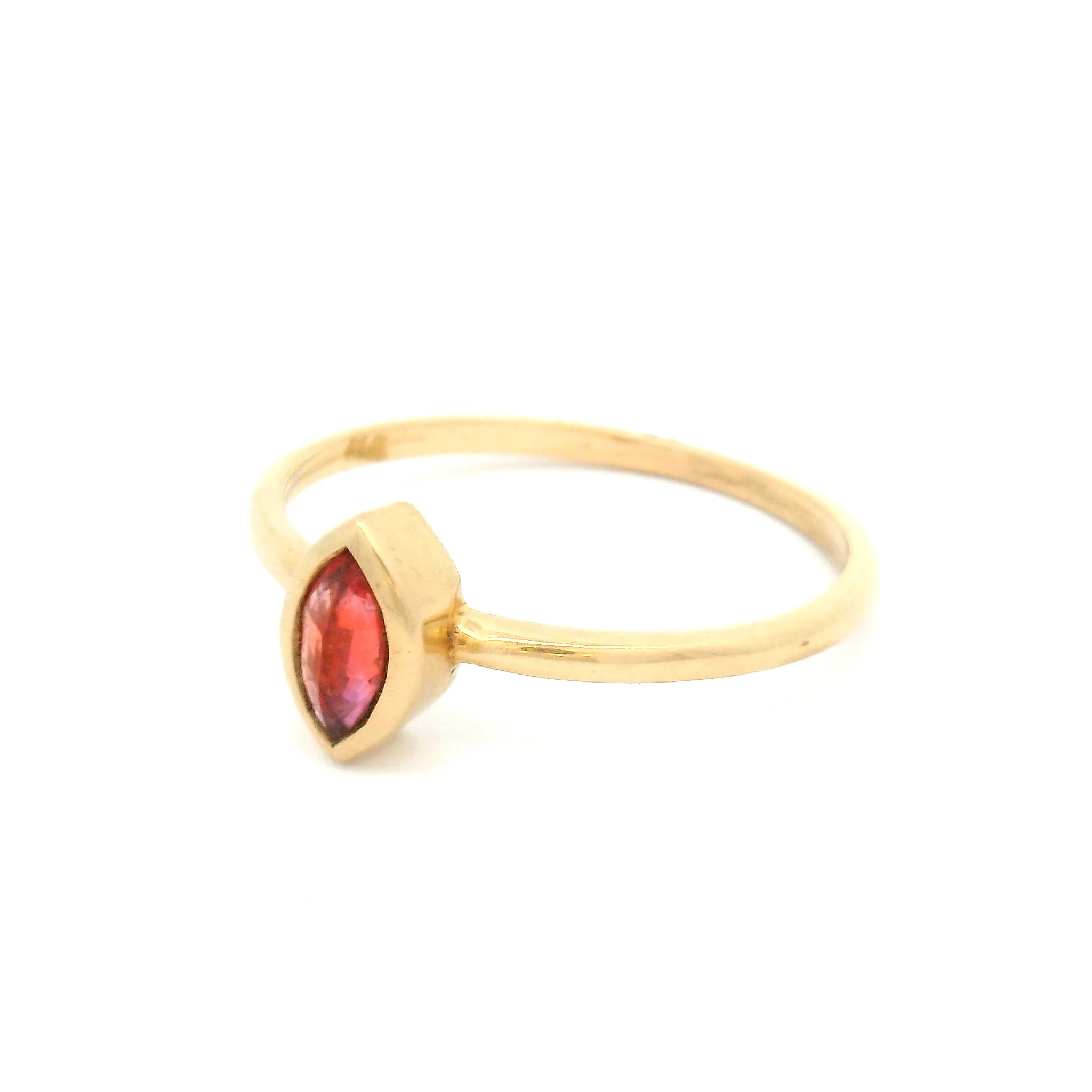 14k Yellow Gold Bezel Set Solitaire with Pink Rose-Cut Sapphire - Image 2