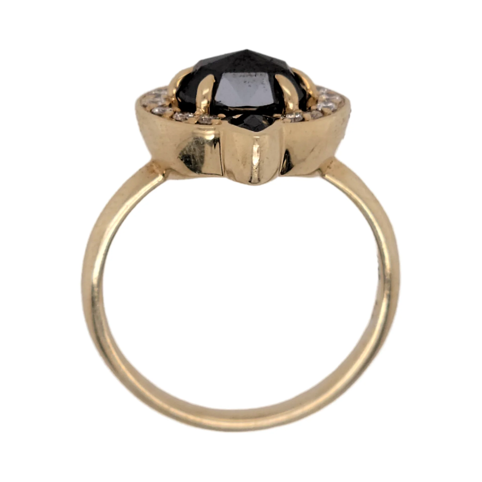 Rene - 14k Yellow Ring with 2.0ct Black Rose-Cut Diamond, Accent Canadian White Diamonds and Black Rose-Cut Pear Shape Diamonds - Image 3