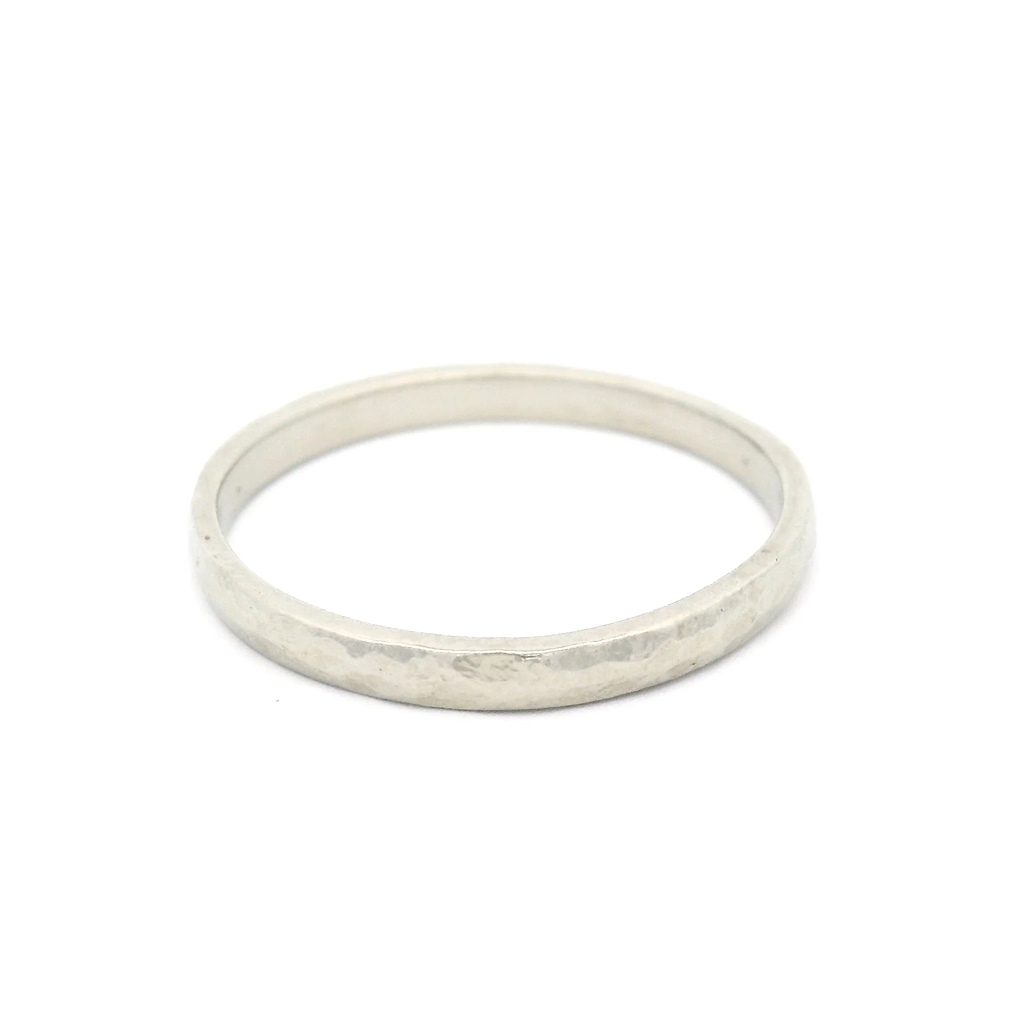14k White Hammered 2mm Band - Image 2
