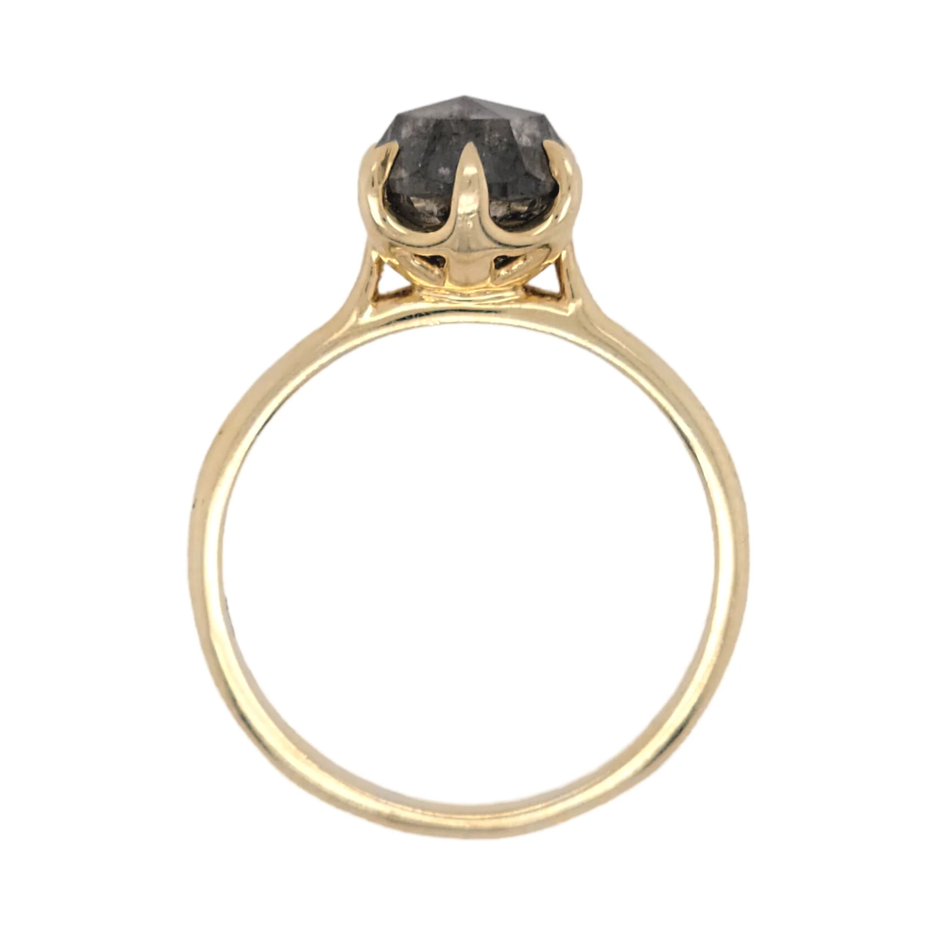 14k Yellow Six-Claw Solitaire with 2.22ct Salt & Pepper Rose-cut Diamond - Image 3