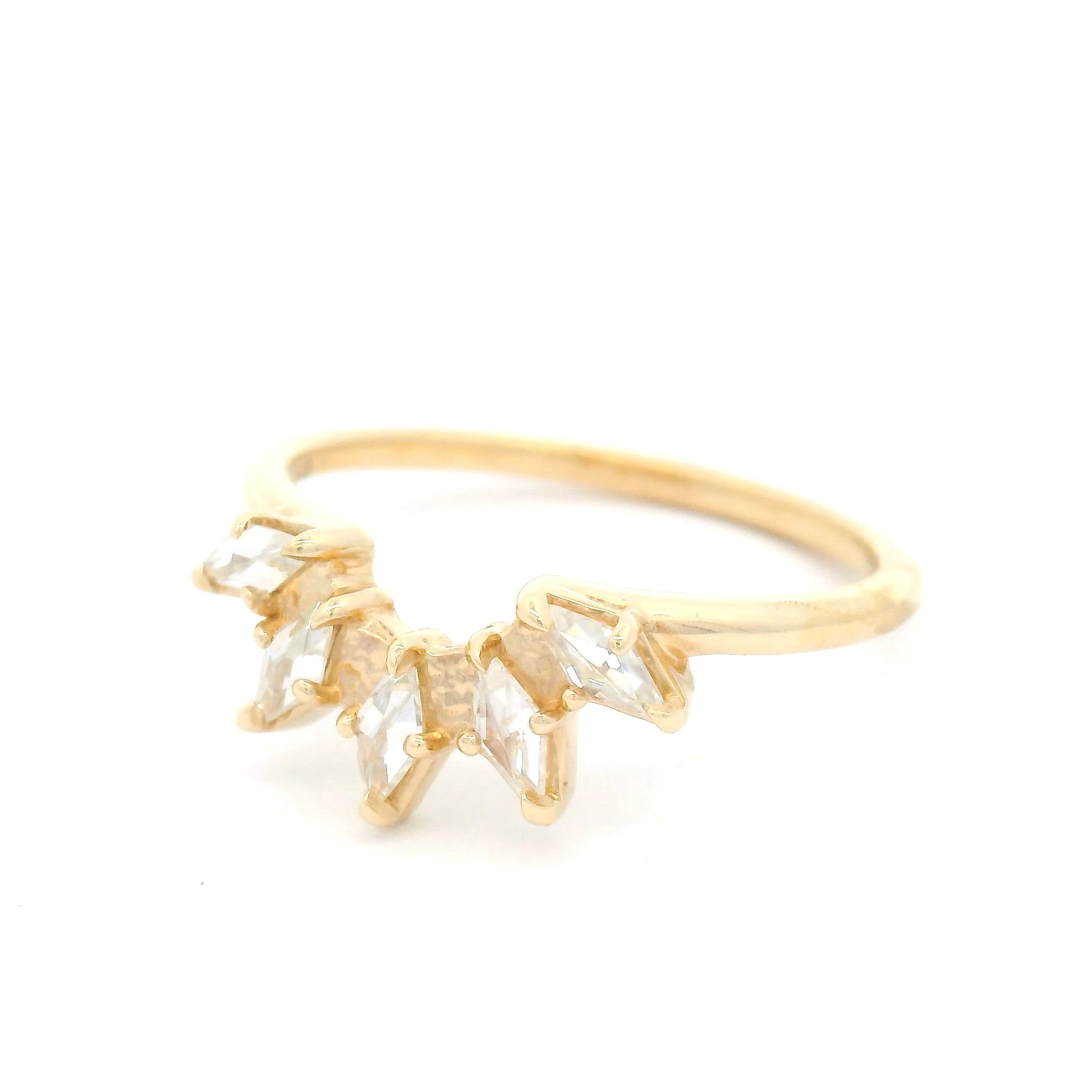 14k Yellow Contour Band with Five Rose-Cut Moissanites - Image 2