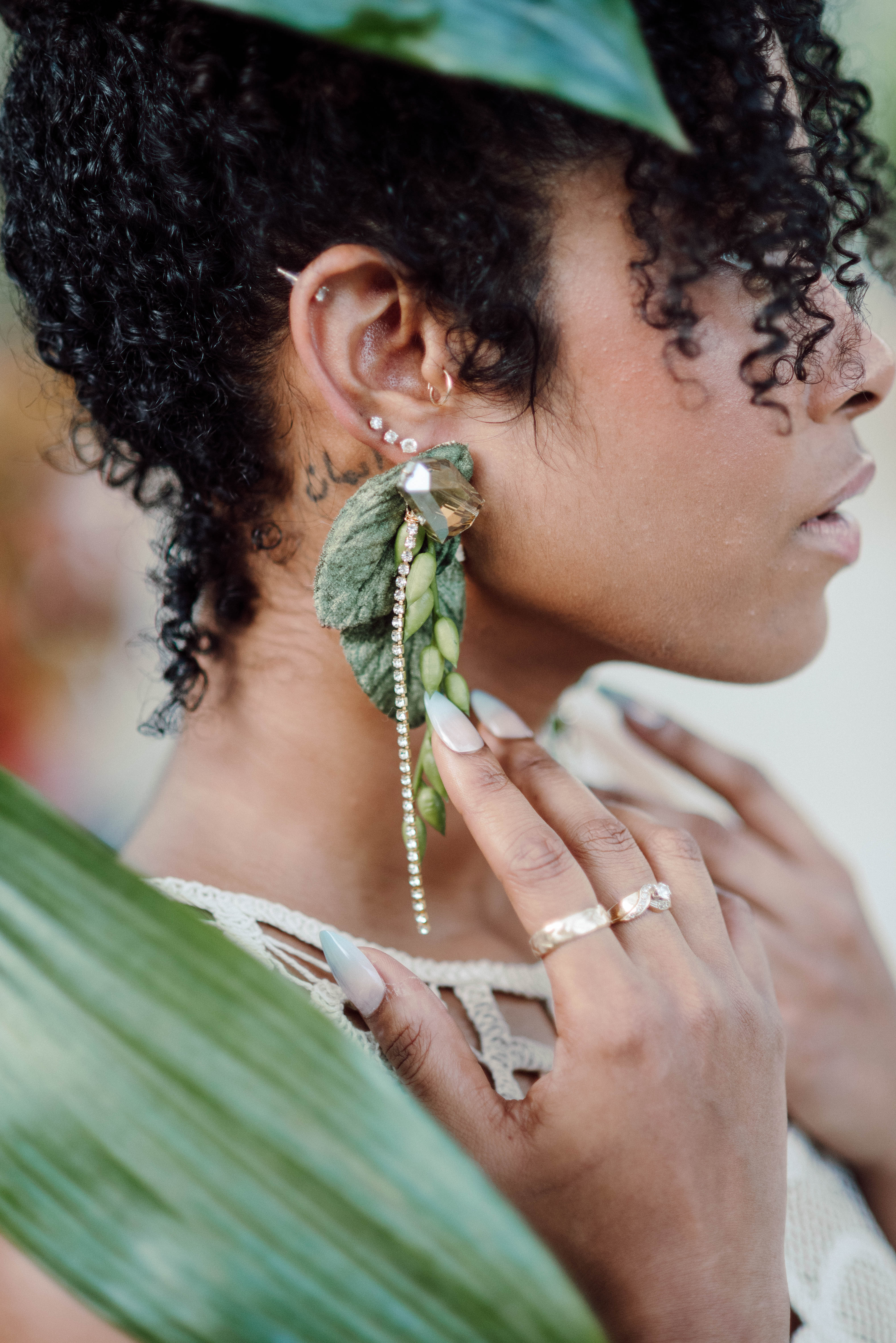 Green Foliage Garden Party Earrings - Image 2
