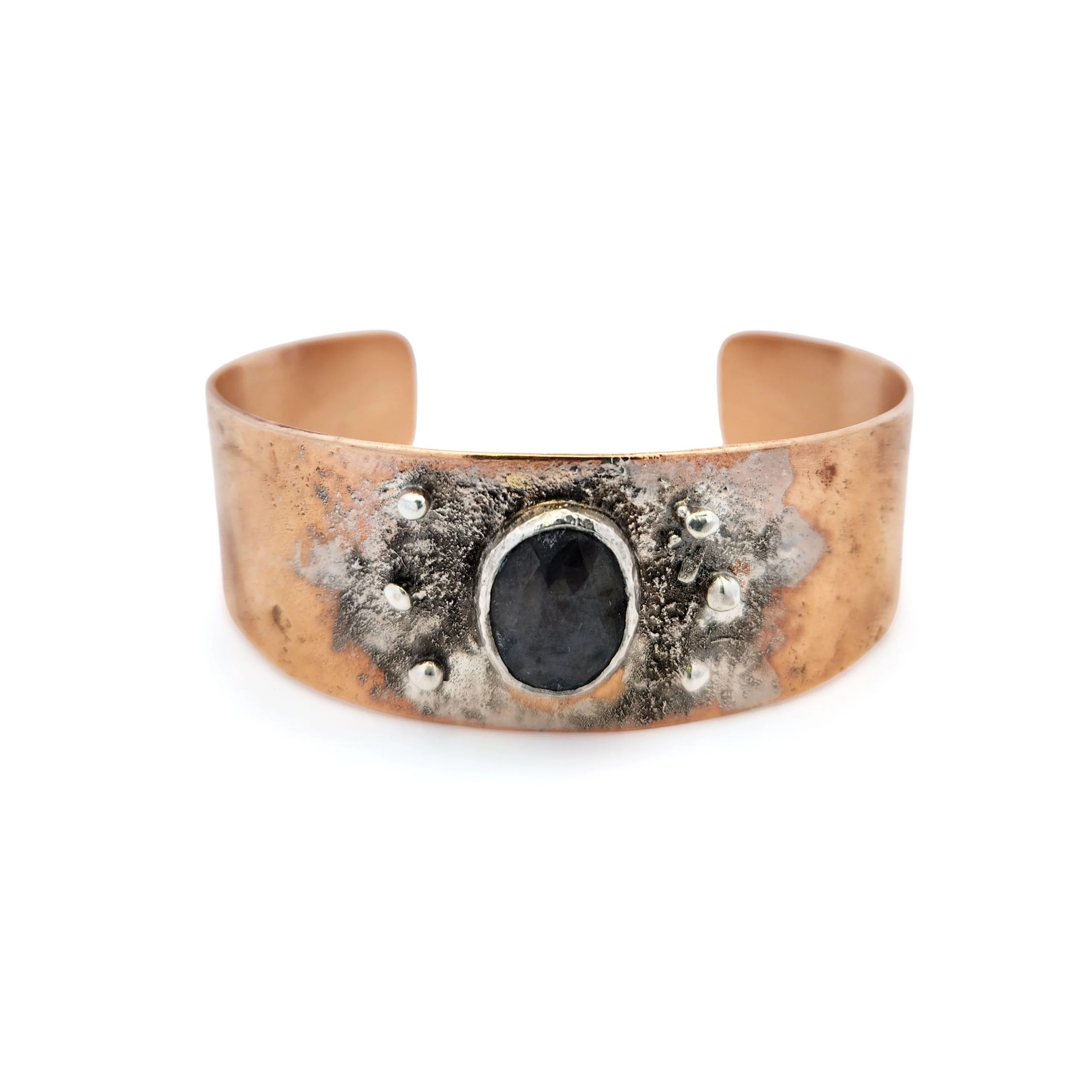 Fused Silver & Bronze Cuff With Sapphire - Image 2