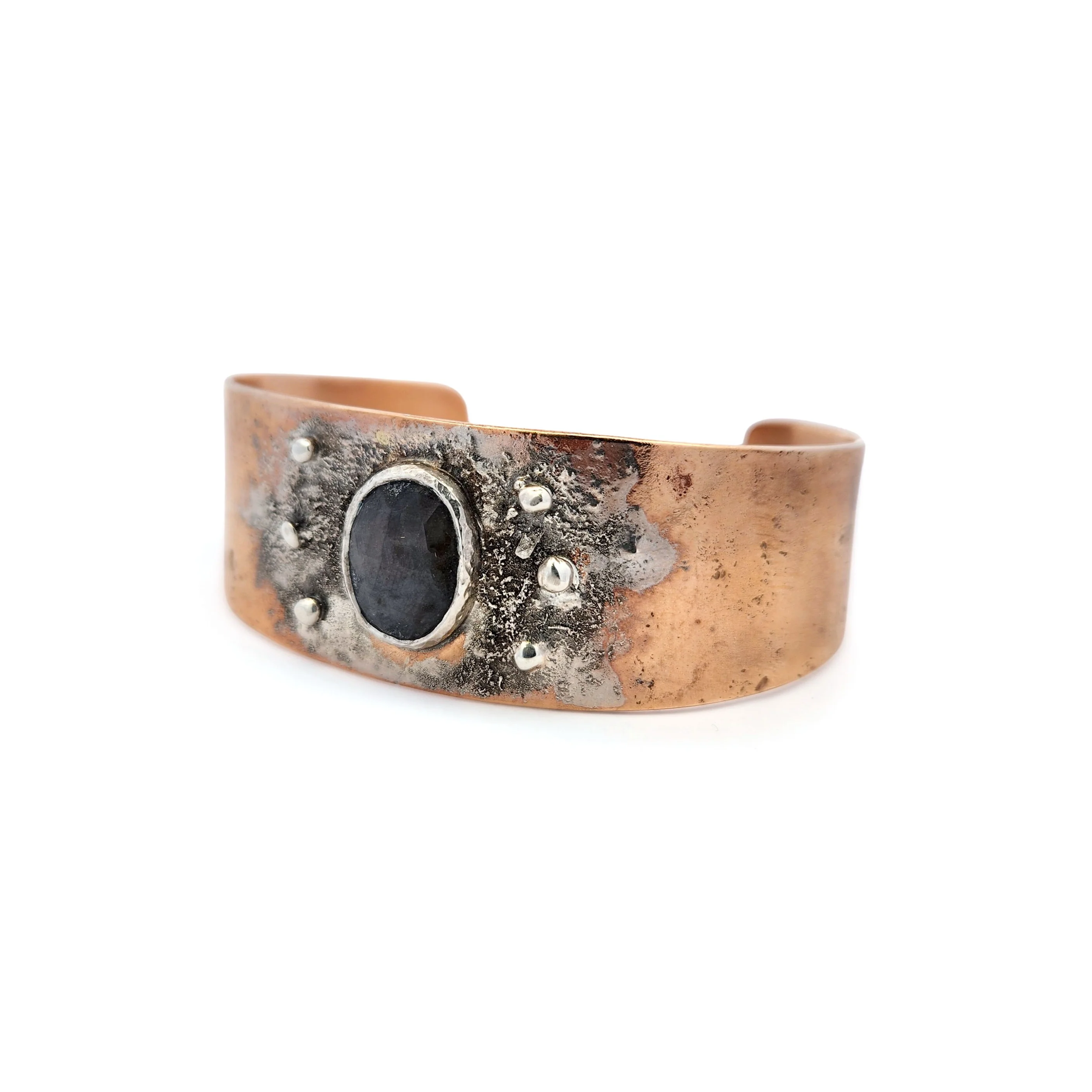 Fused Silver & Bronze Cuff With Sapphire - Image 3