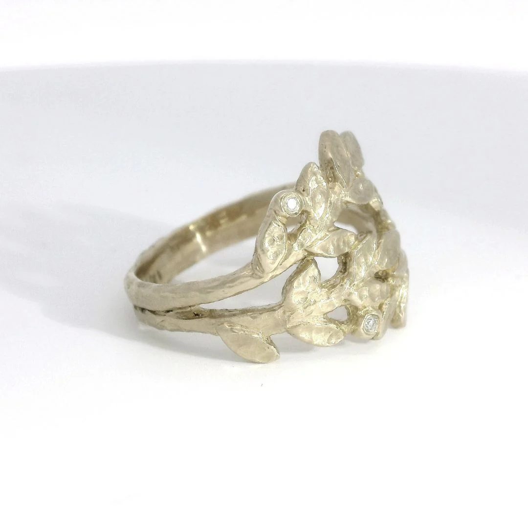 Golden Leaves Ring and Scattered Diamond Ring - Image 4