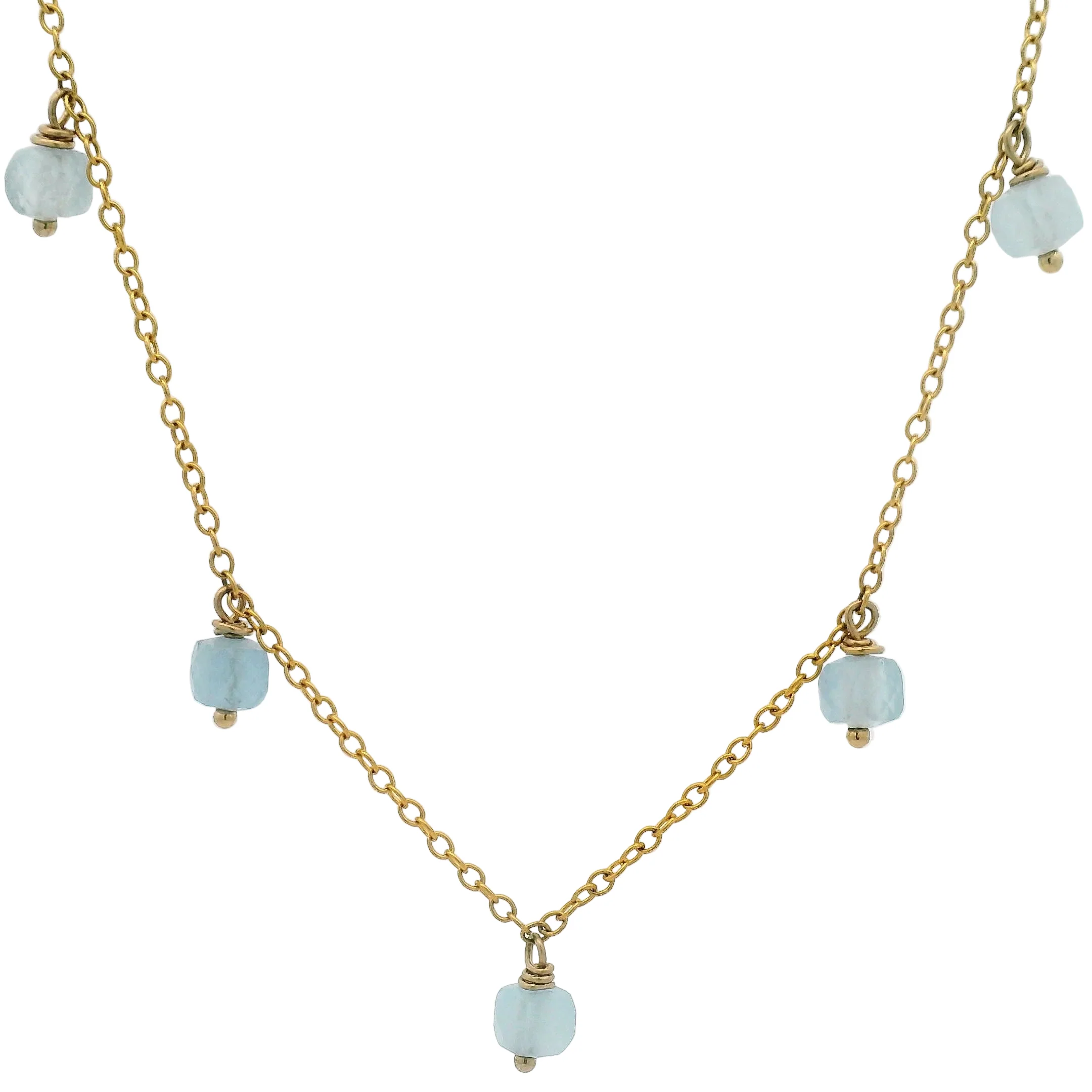Gold Aquamarine Gemstone Necklace - Image 2