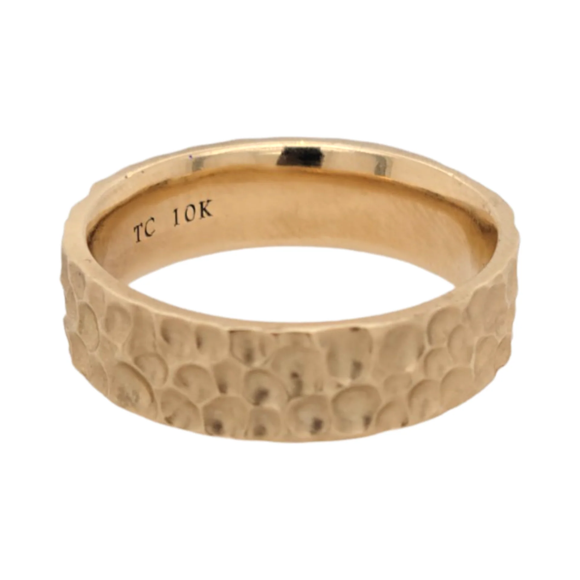 Canyon Band - 10k Yellow 8mm Wide Textured Wedding Band - Image 4