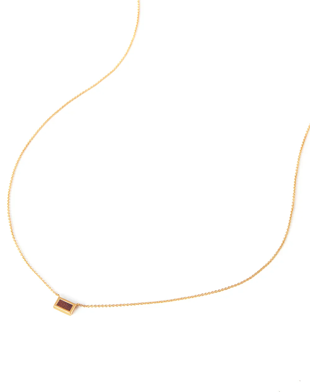 Gold Mini Wood Bar Necklace - Image 2