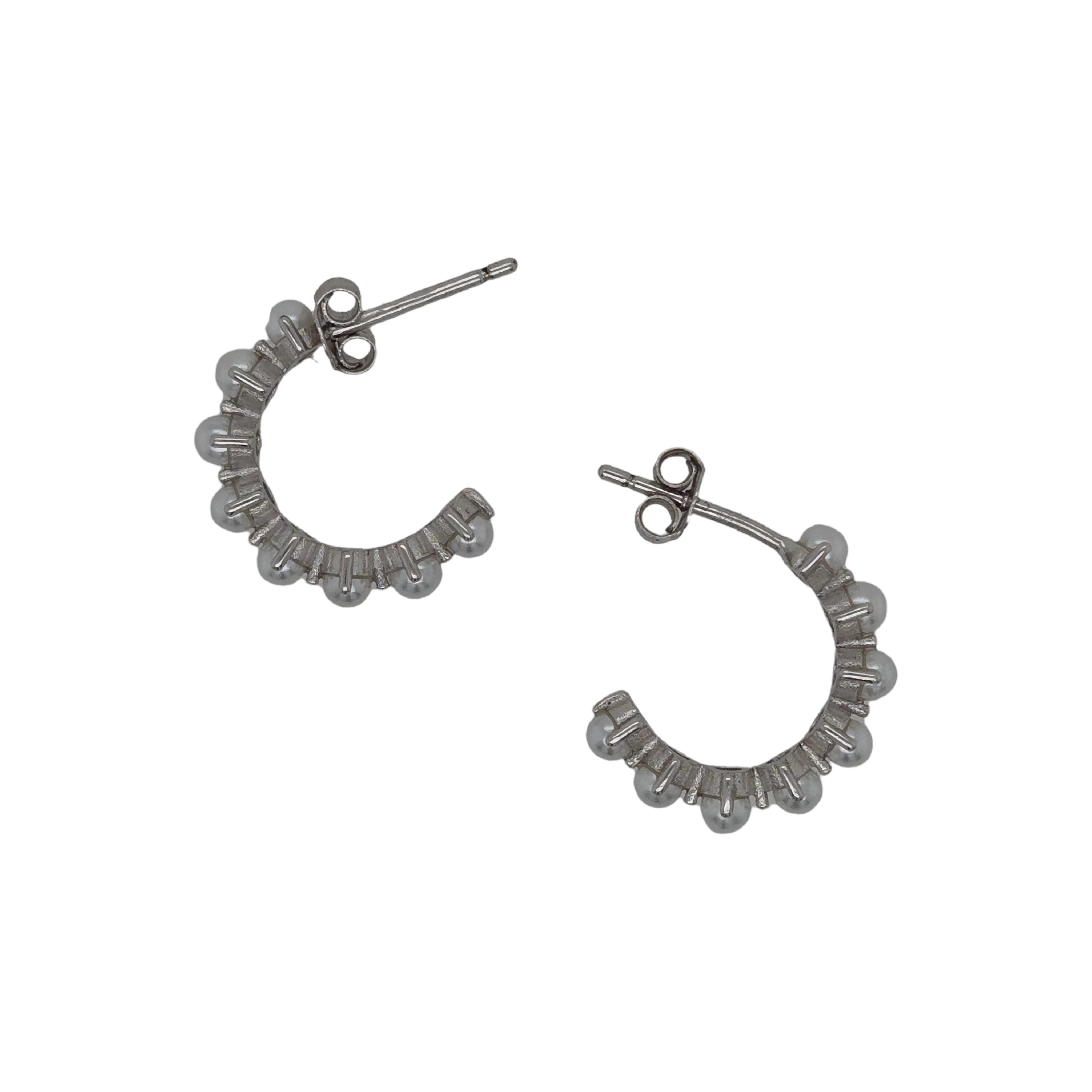 Silver Pearl Hoops - Image 3