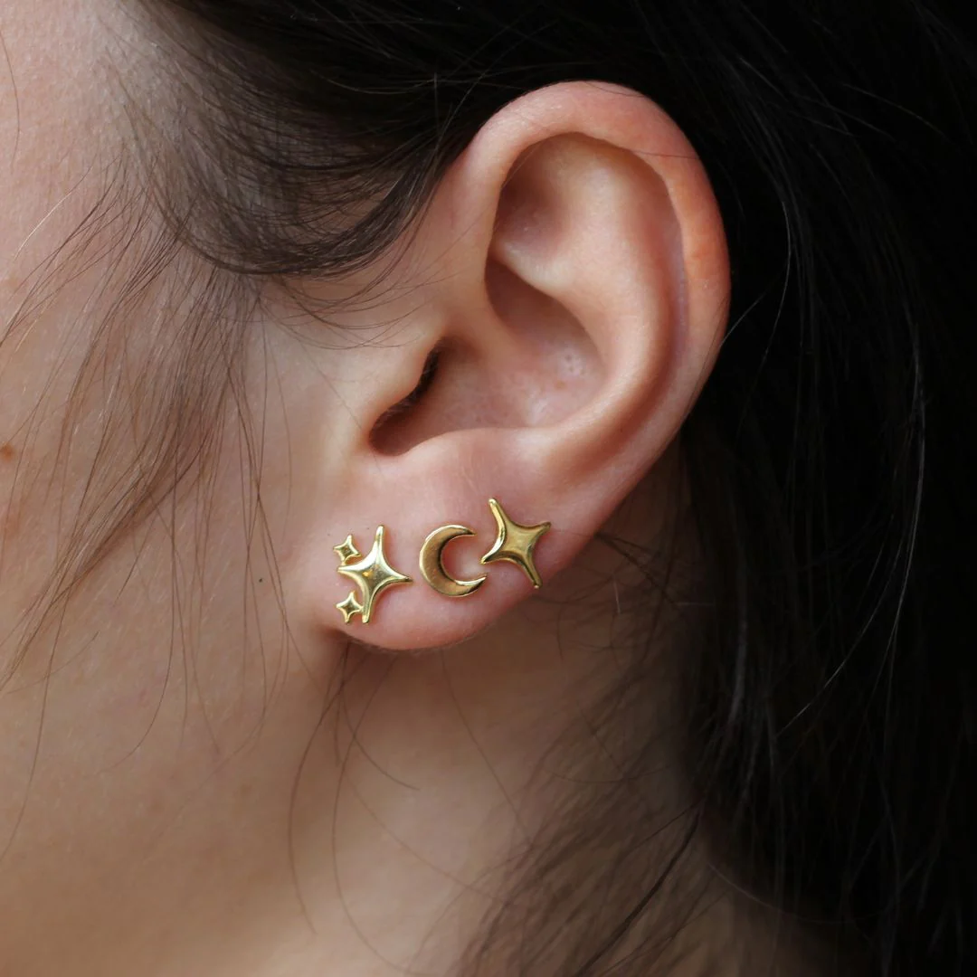Small Gold Star Sparkle Studs - Image 2