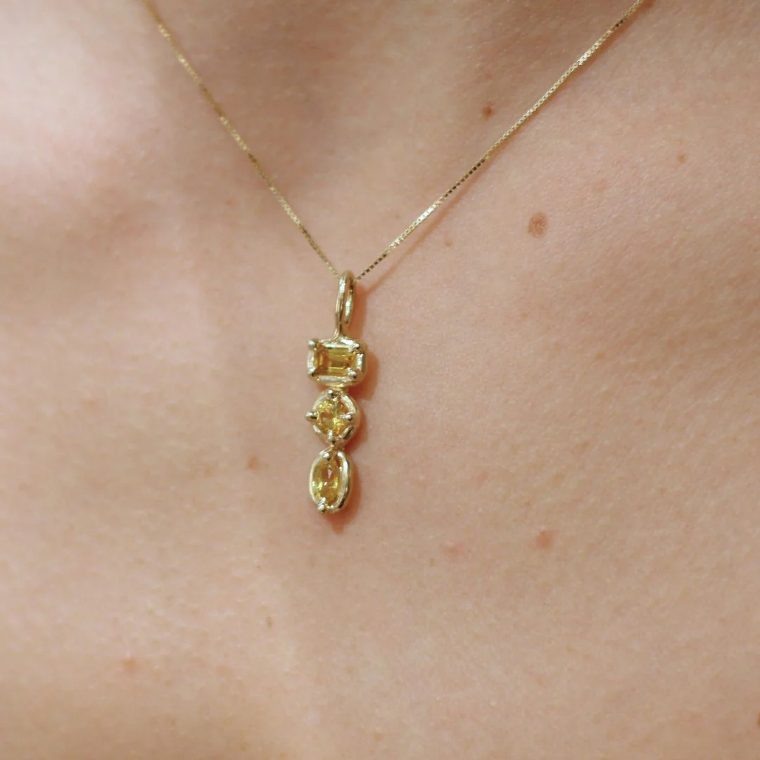 Valentina - Gold Triple Yellow Sapphire Necklace - Image 3
