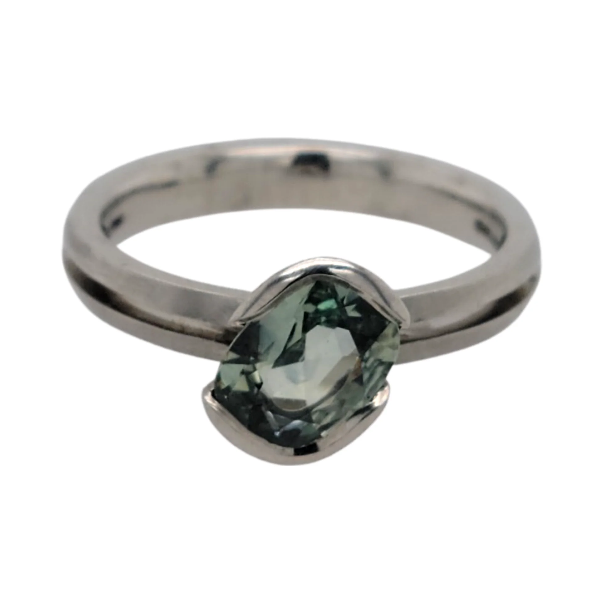 Green Dream Ring - 14k White Solitaire with 1.25ct Green Montana Sapphire - Image 4