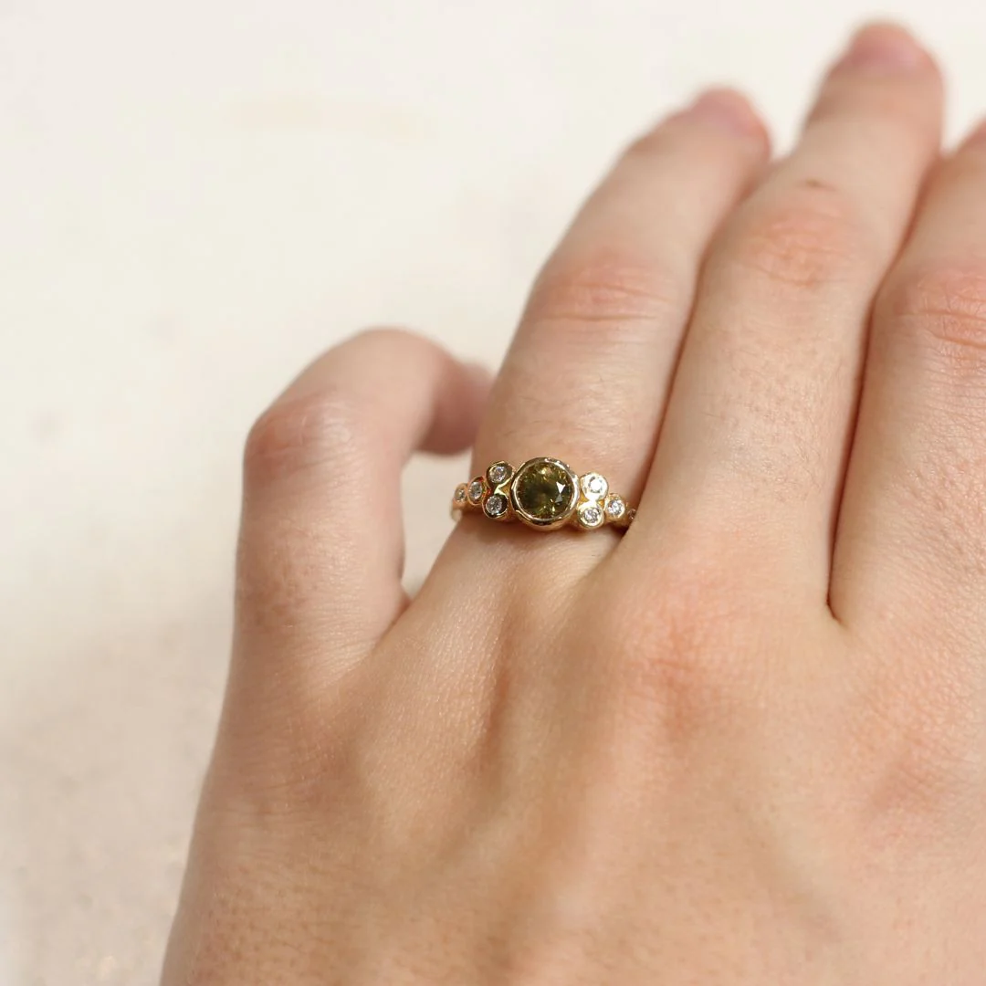 Green Sapphire Bezel Ring - Image 2