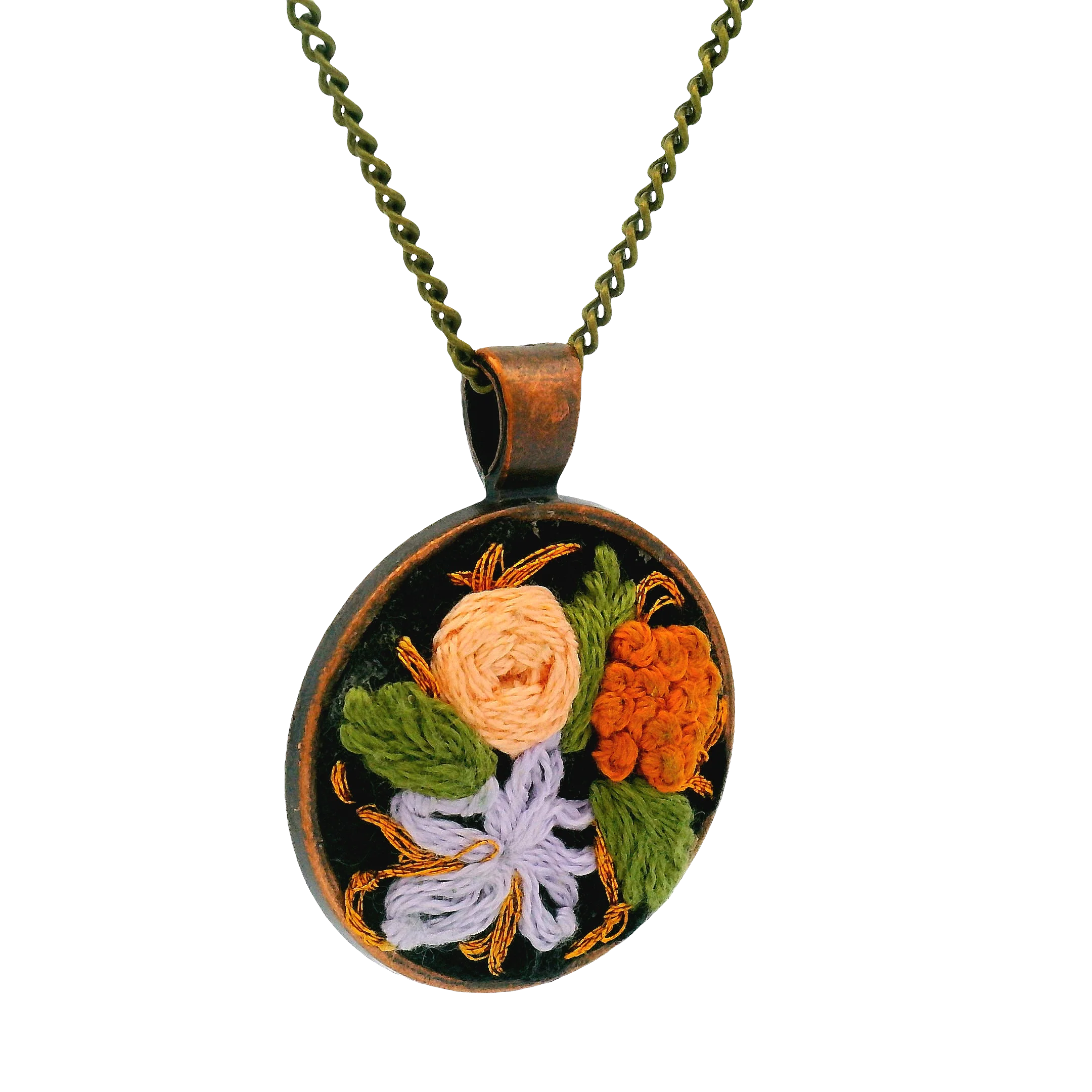 Hand Embroidered Floral Medley Pendant - Image 3