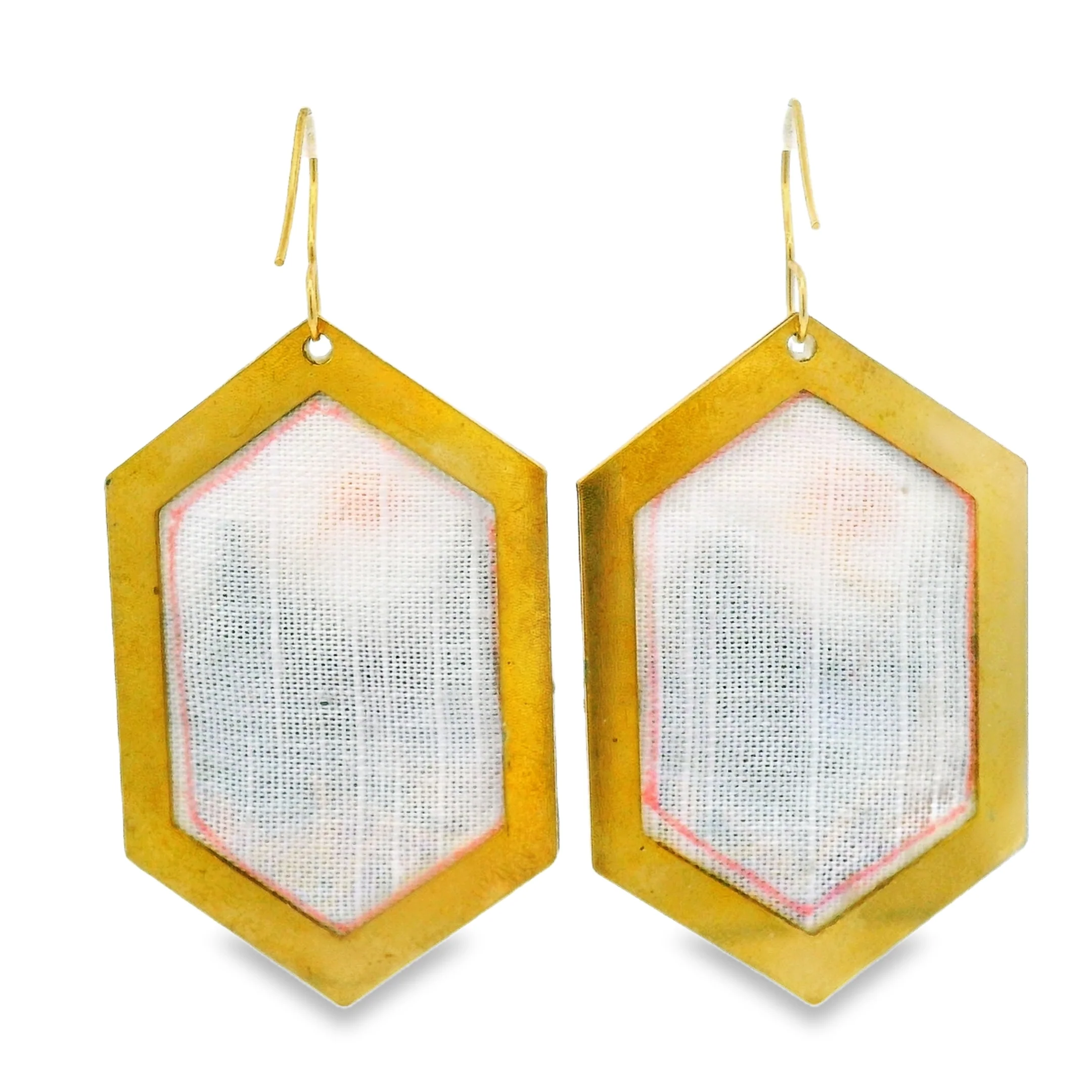 Hand Embroidered Hexagon Landscape Earrings - Image 4