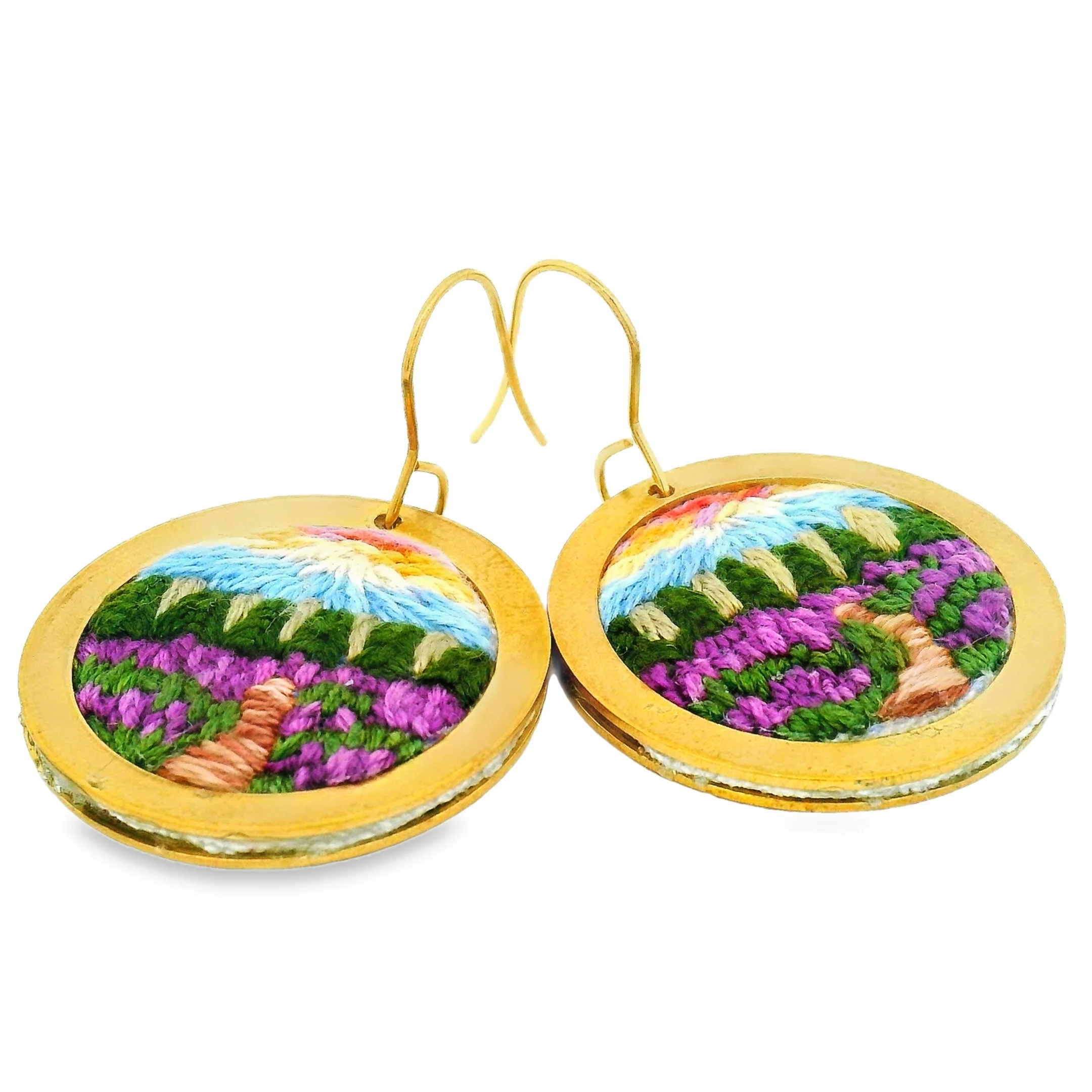 Hand Embroidered Sun Field Earring - Image 3