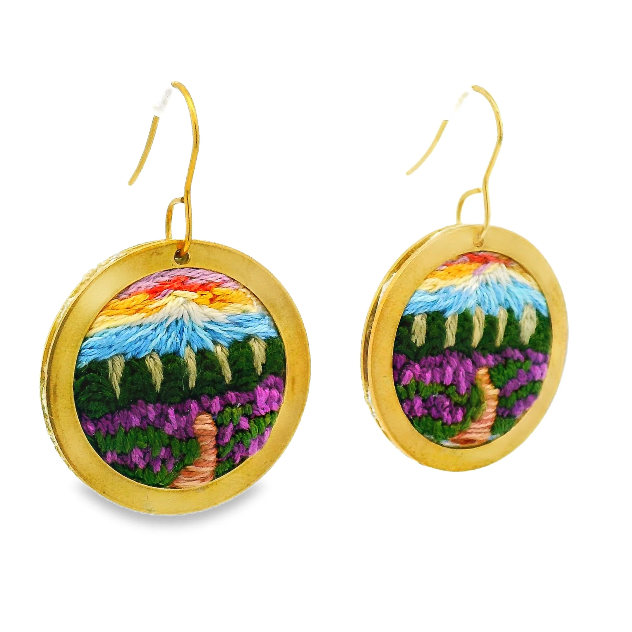 Hand Embroidered Sun Field Earring - Image 4