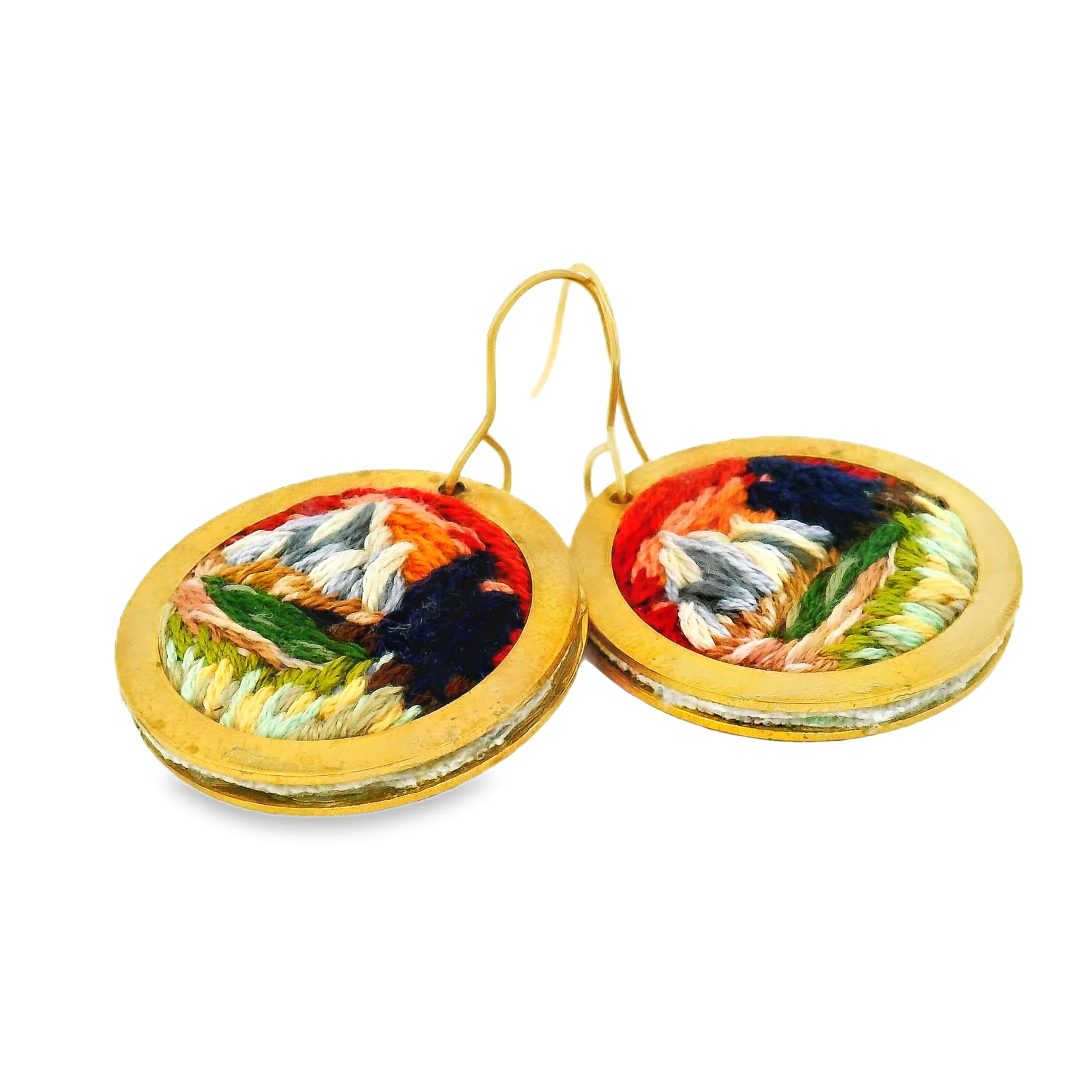 Hand Embroidered Sunset Landscape Mountain Earrings - Image 5
