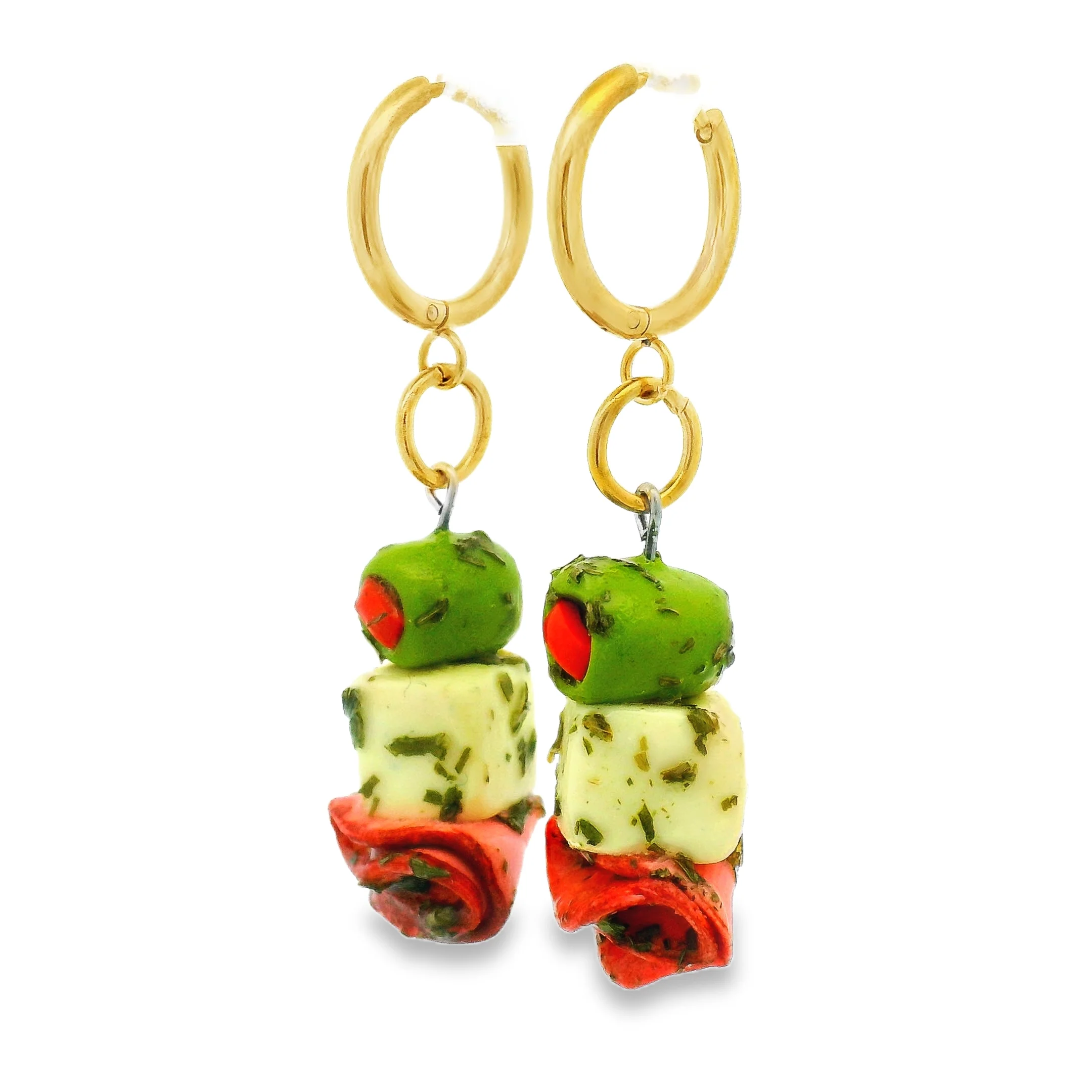 Handmade 3 Piece Antipasto Earrings - Green Olive - Image 2