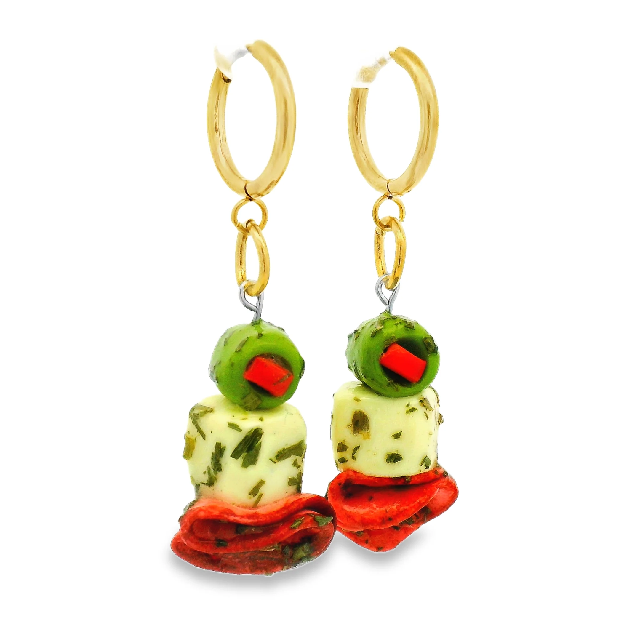 Handmade 3 Piece Antipasto Earrings - Green Olive - Image 3