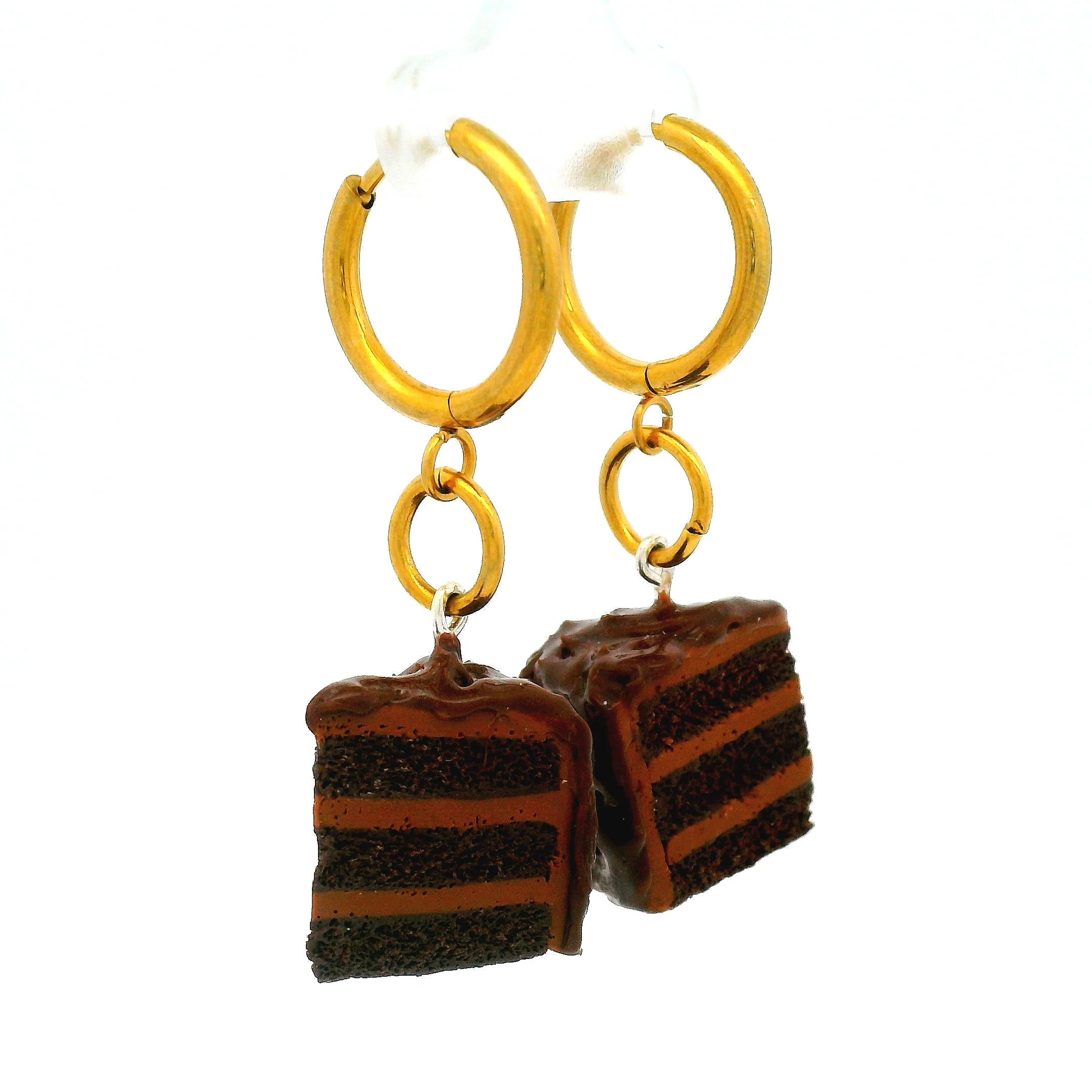 Handmade Chocolate Cake Slice Earrings - Image 2