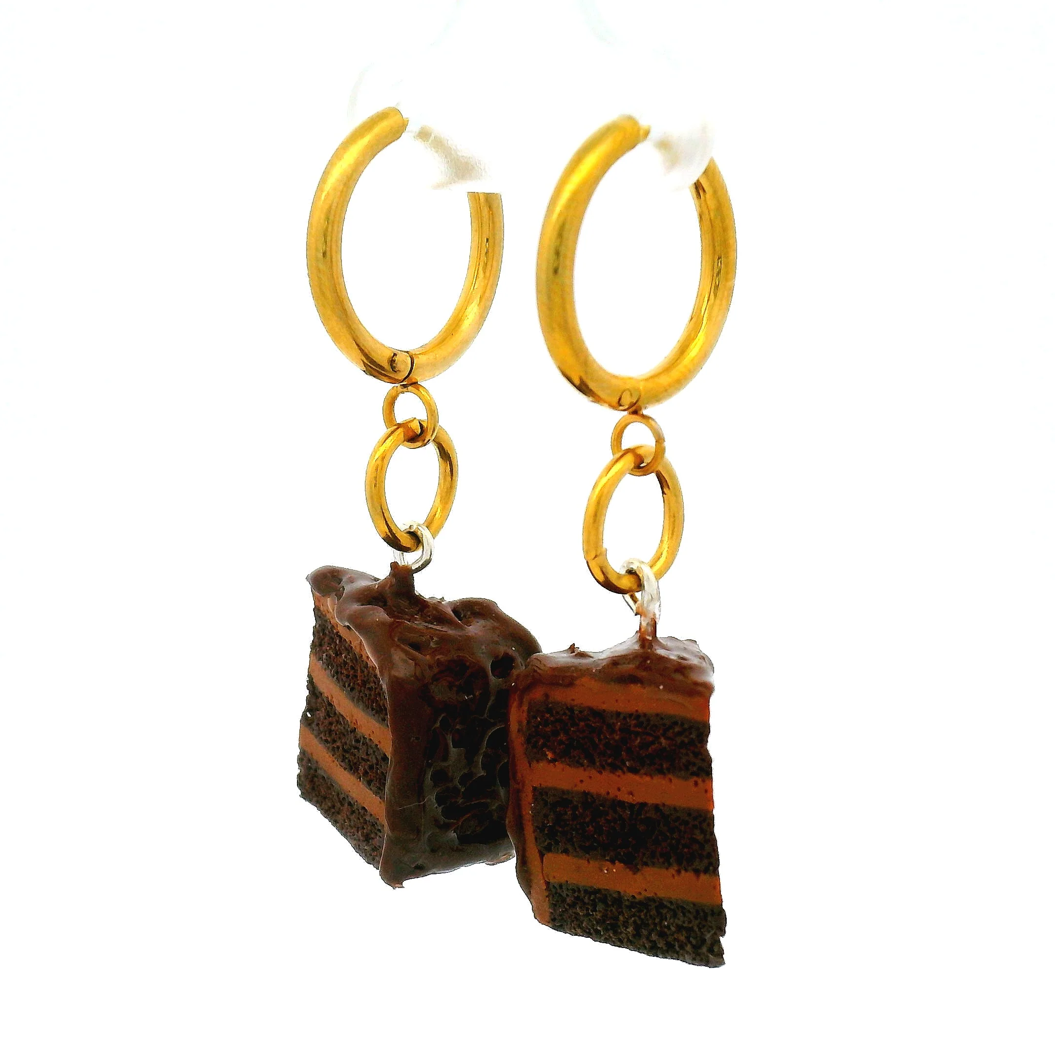 Handmade Chocolate Cake Slice Earrings - Image 3