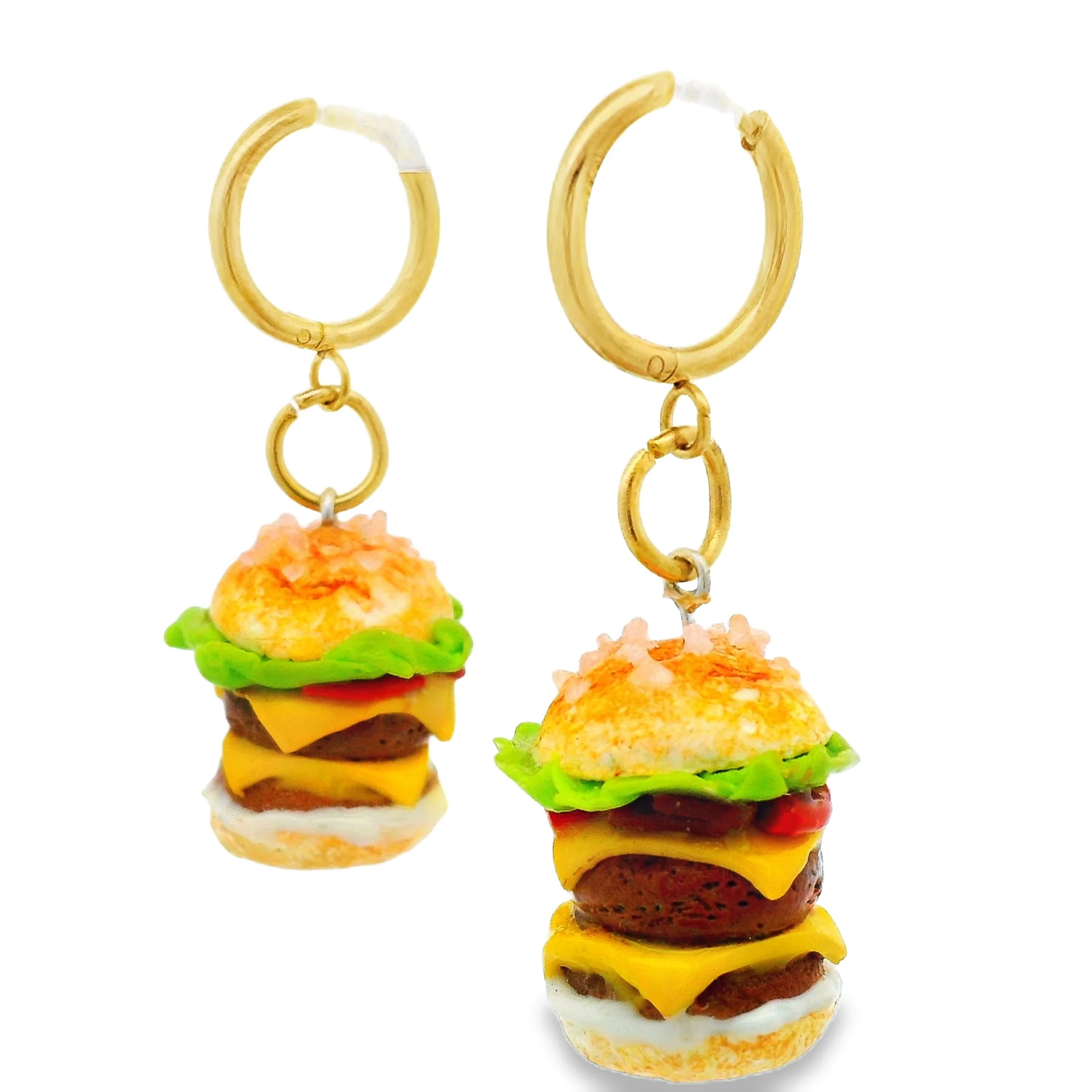 Handmade Double Cheeseburger Earrings - Image 3