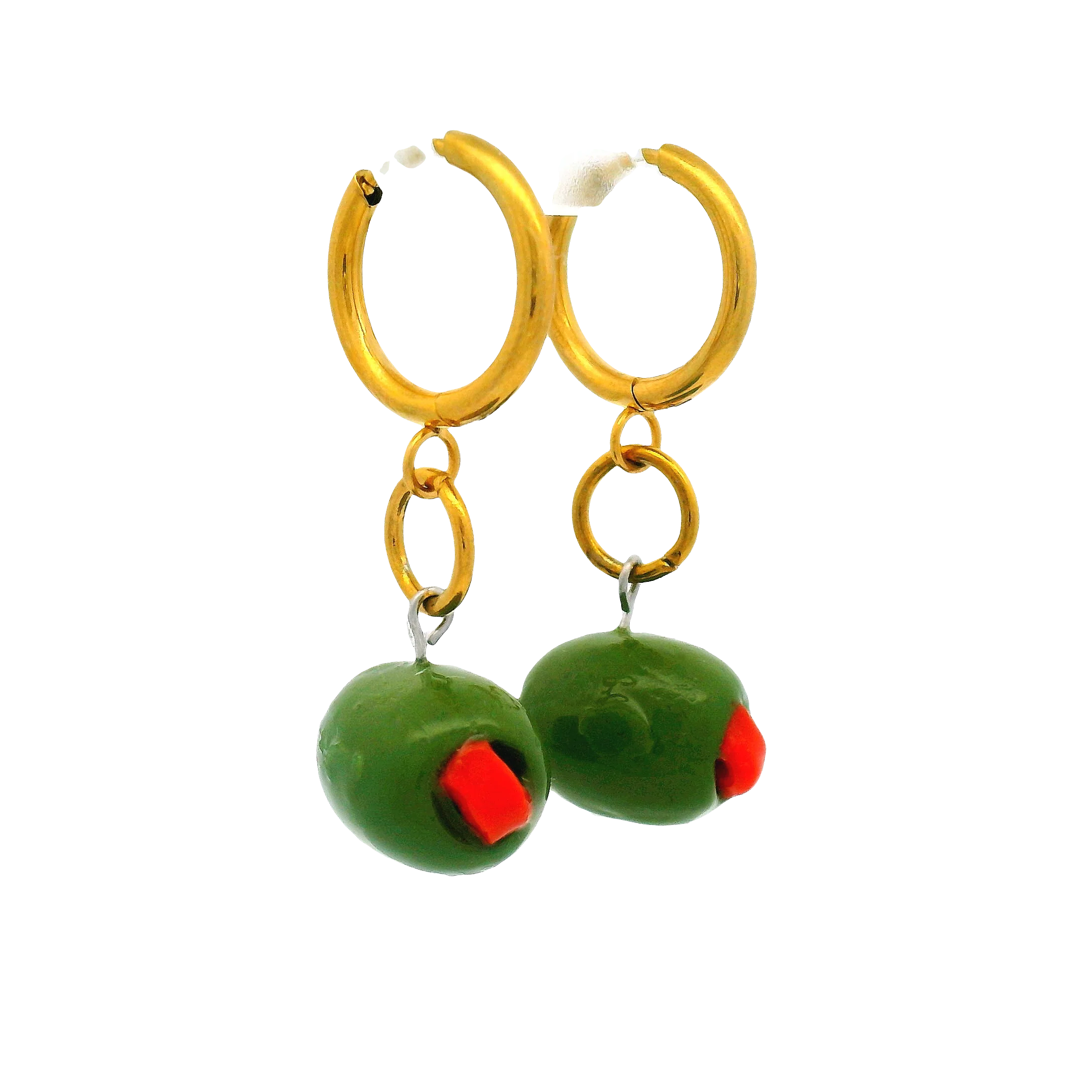 Handmade Green Olive Earrings - Image 3