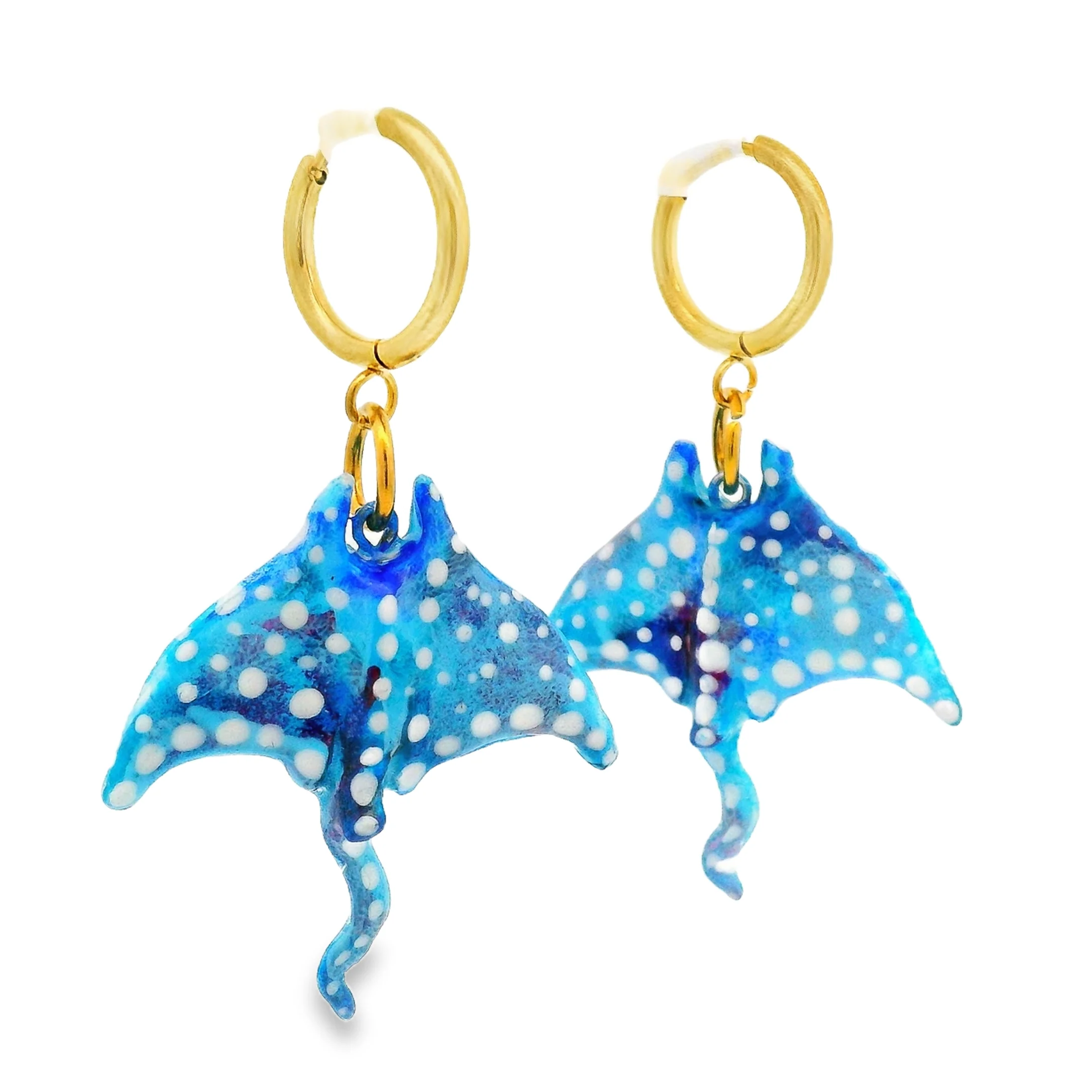 Handmade Manta Ray Earrings - Image 2