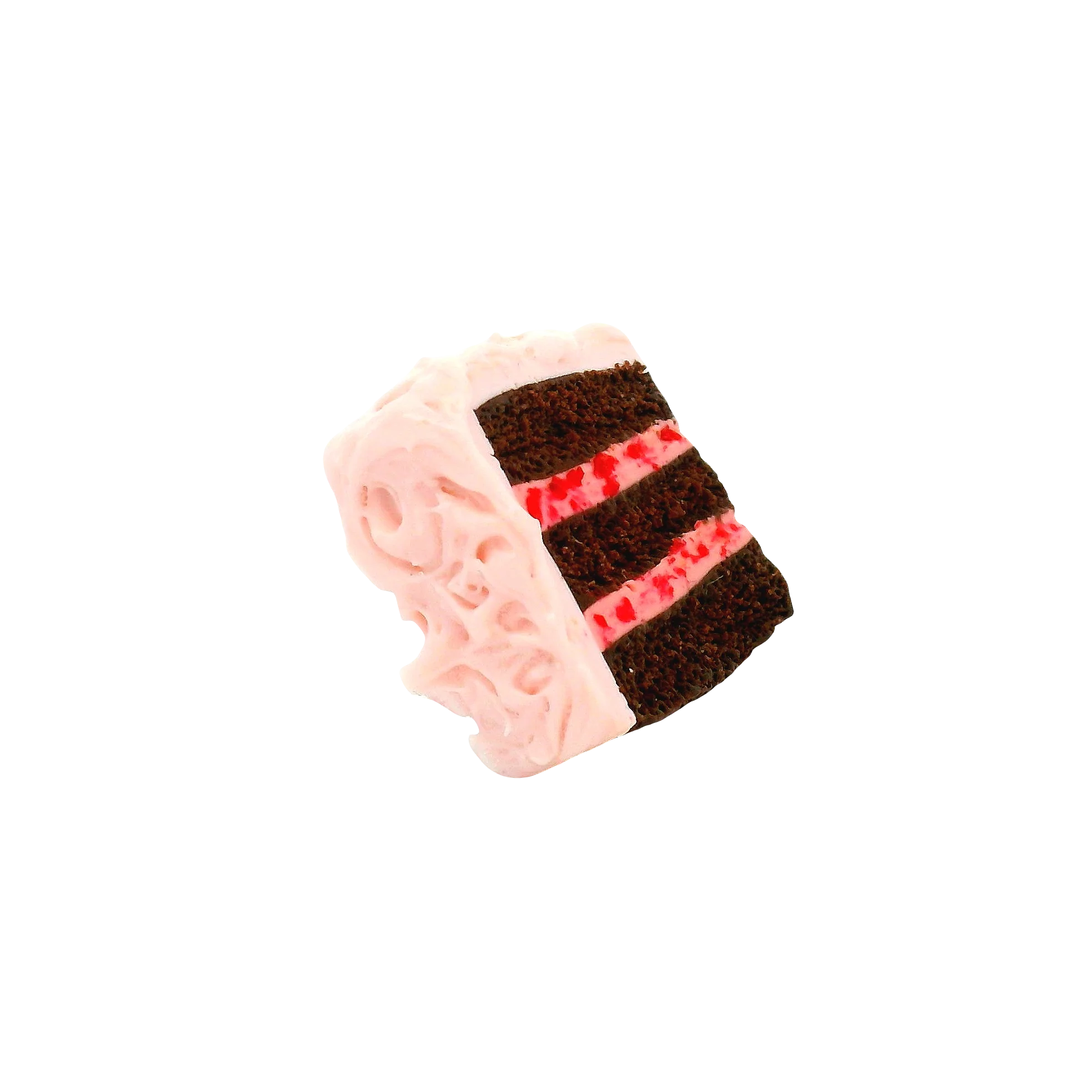 Handmade Strawberry Chocolate Cake Slice Pin - Image 2