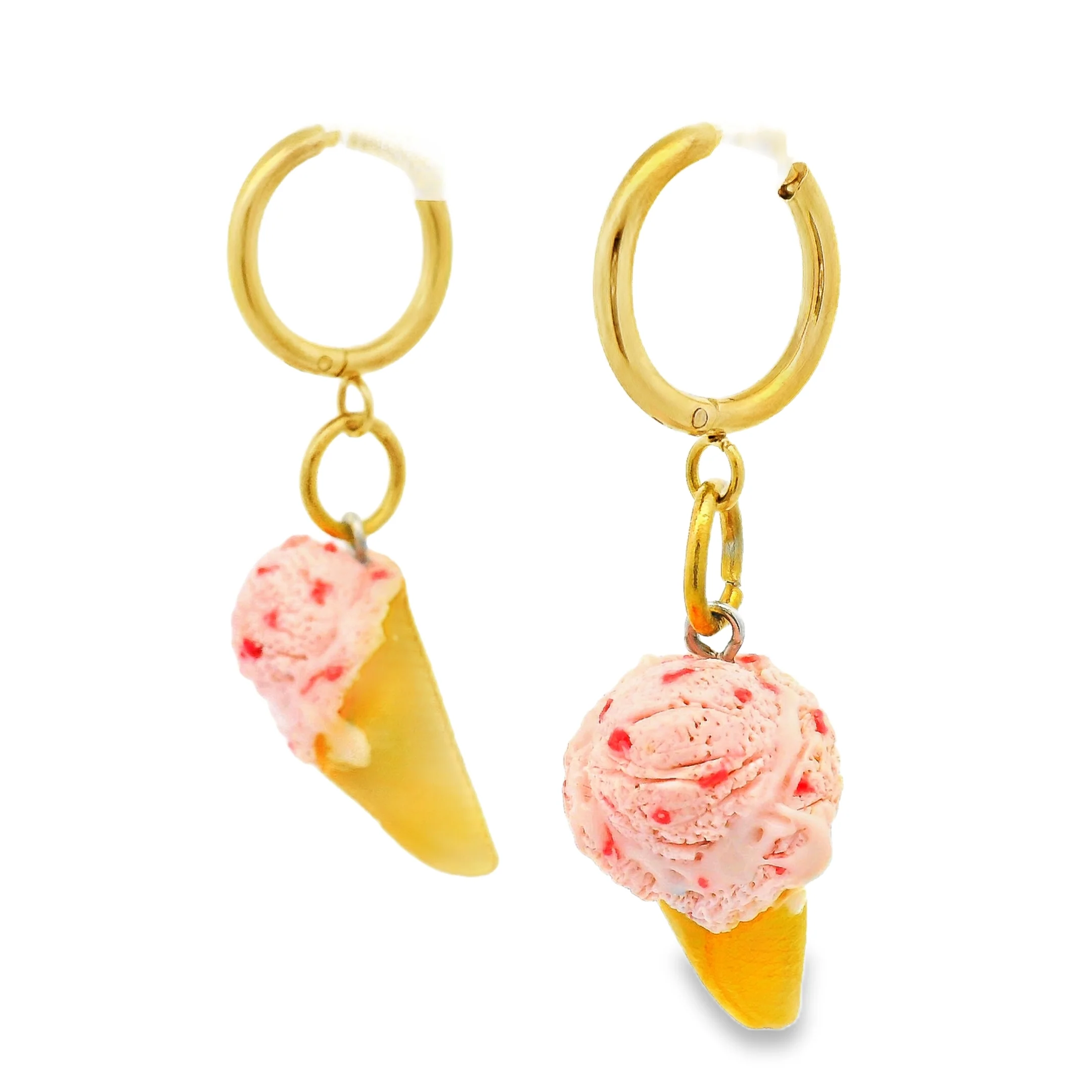 Handmade Strawberry Ice Cream Cone Earrings - Image 2
