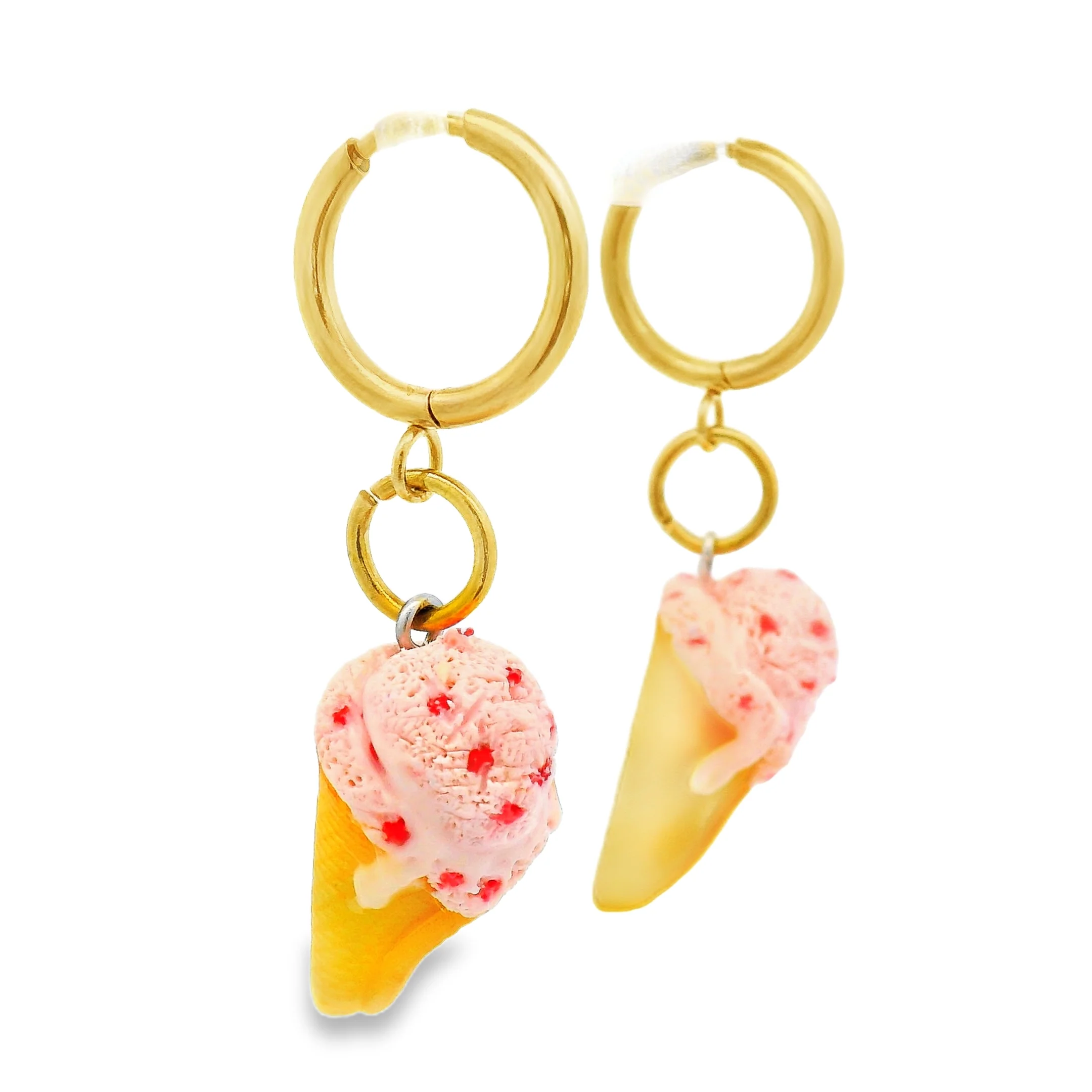 Handmade Strawberry Ice Cream Cone Earrings - Image 3
