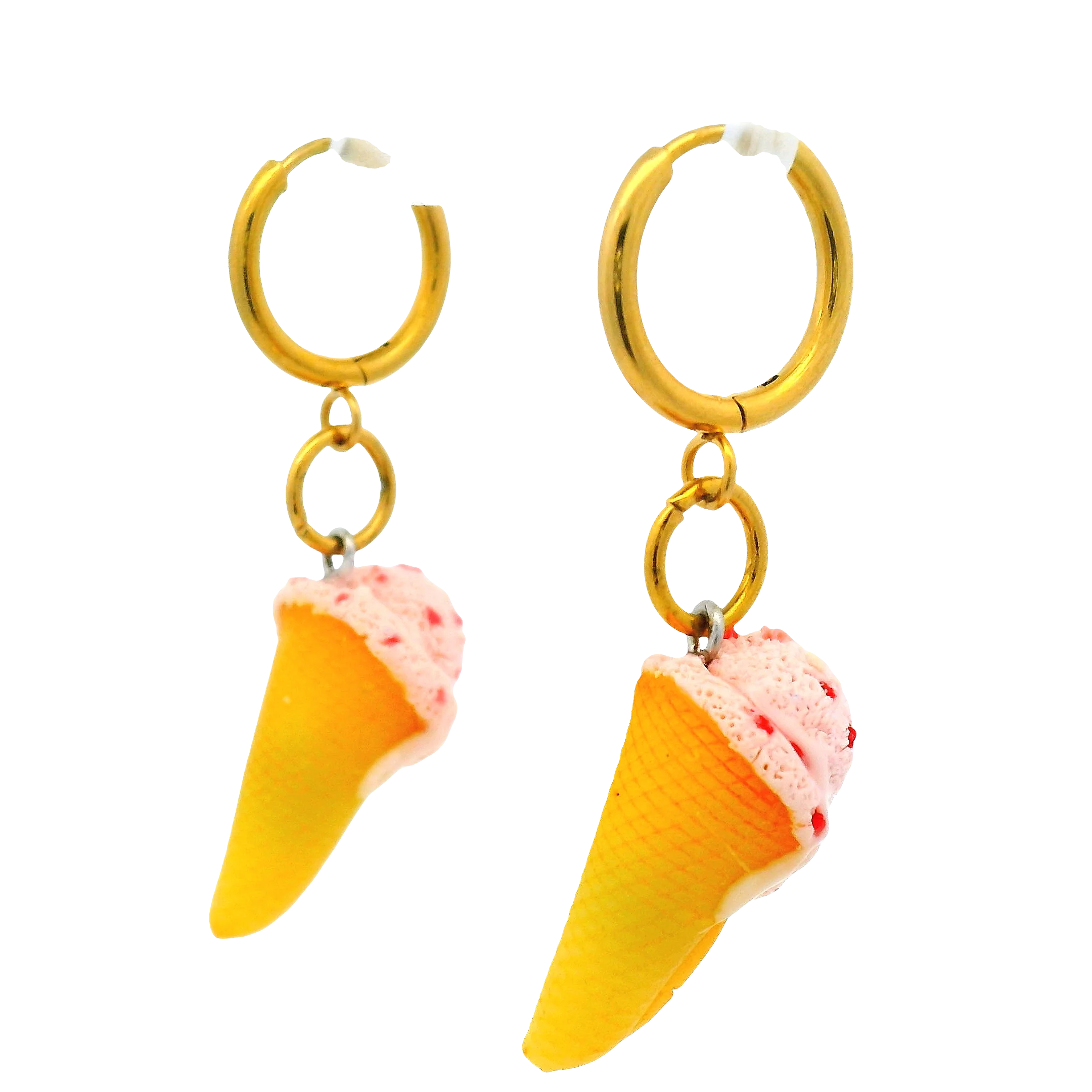 Handmade Strawberry Ice Cream Cone Earrings - Image 4