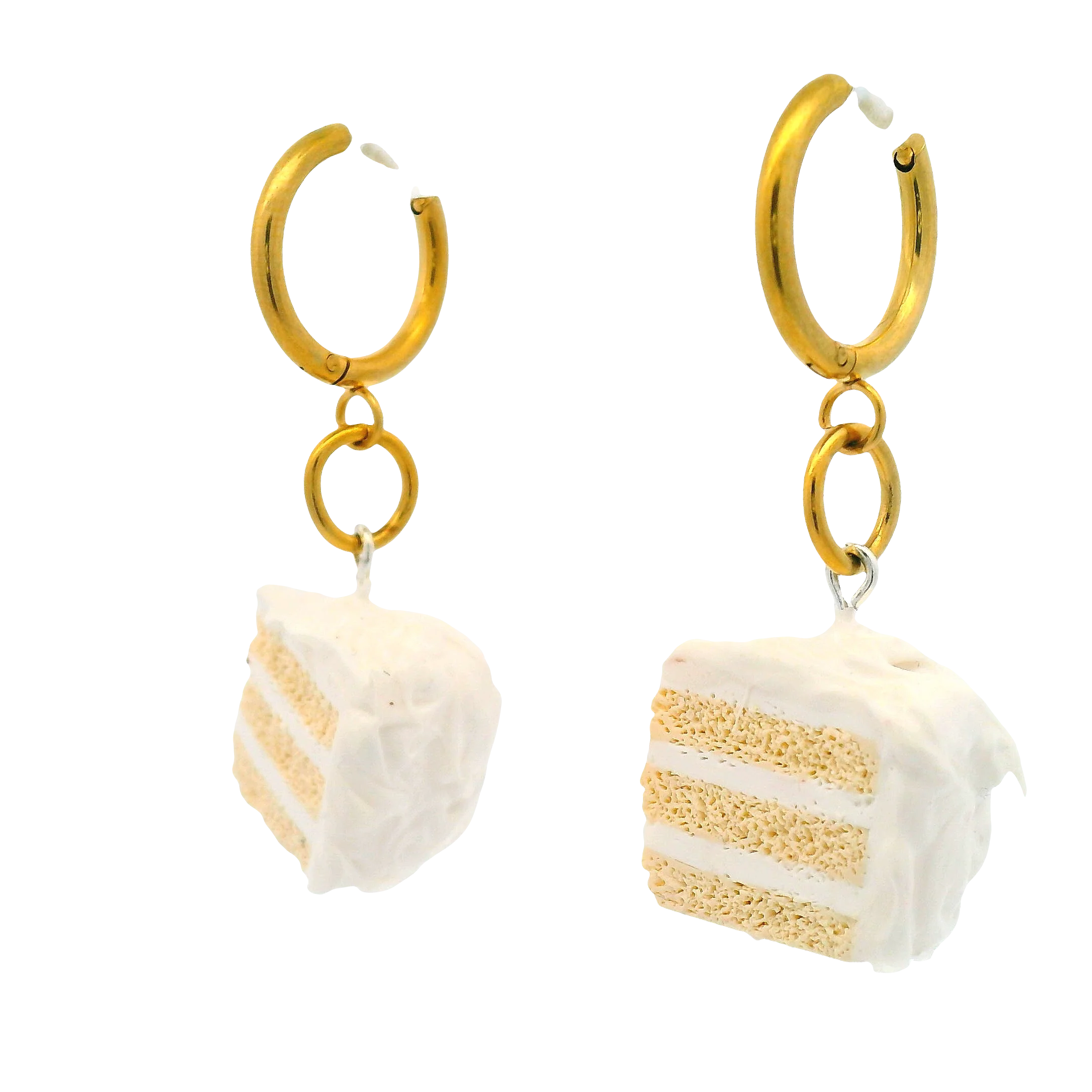 Handmade Vanilla Cake Slice Drop Earrings - Image 2
