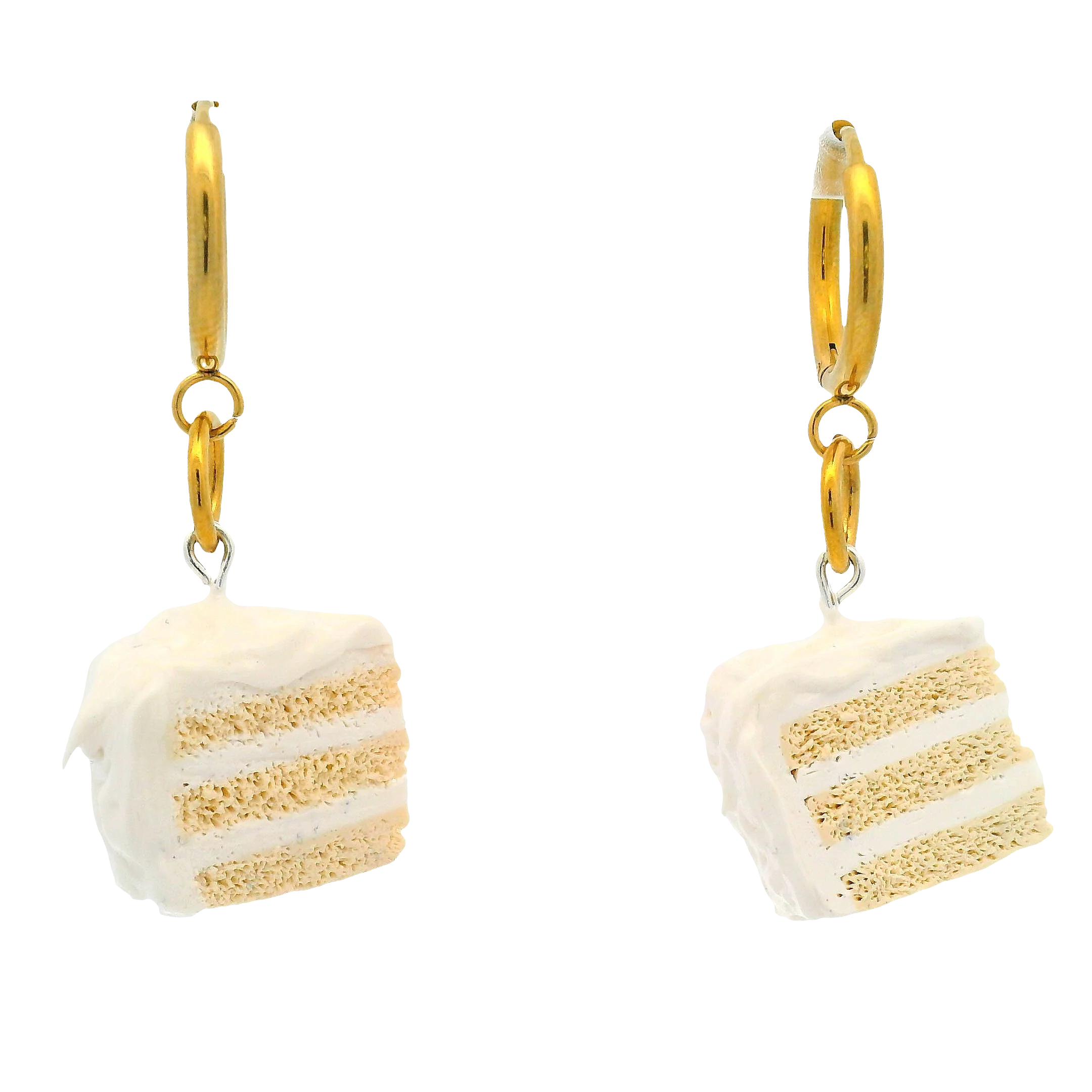 Handmade Vanilla Cake Slice Drop Earrings - Image 4
