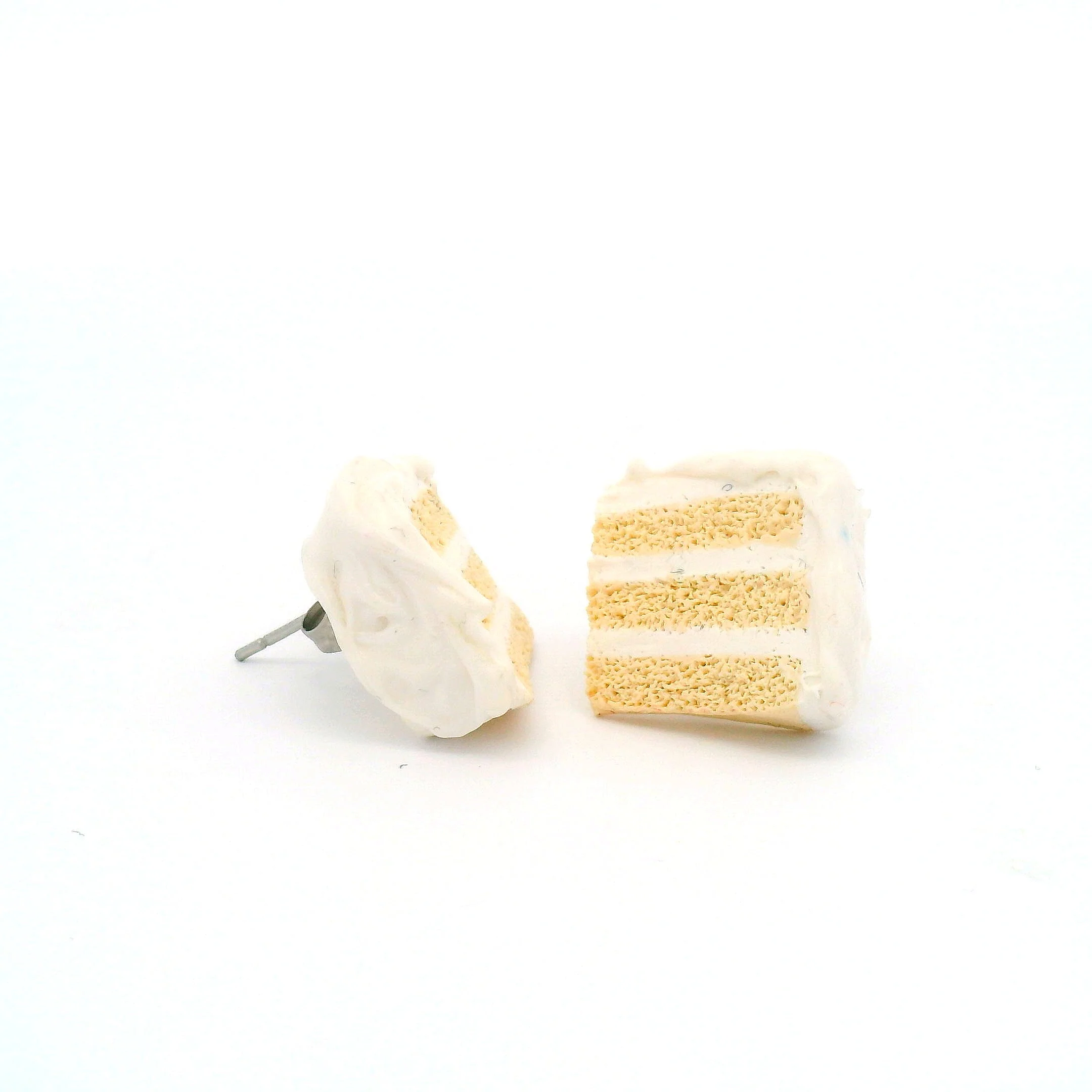 Handmade Vanilla Cake Slice Stud Earrings - Image 2