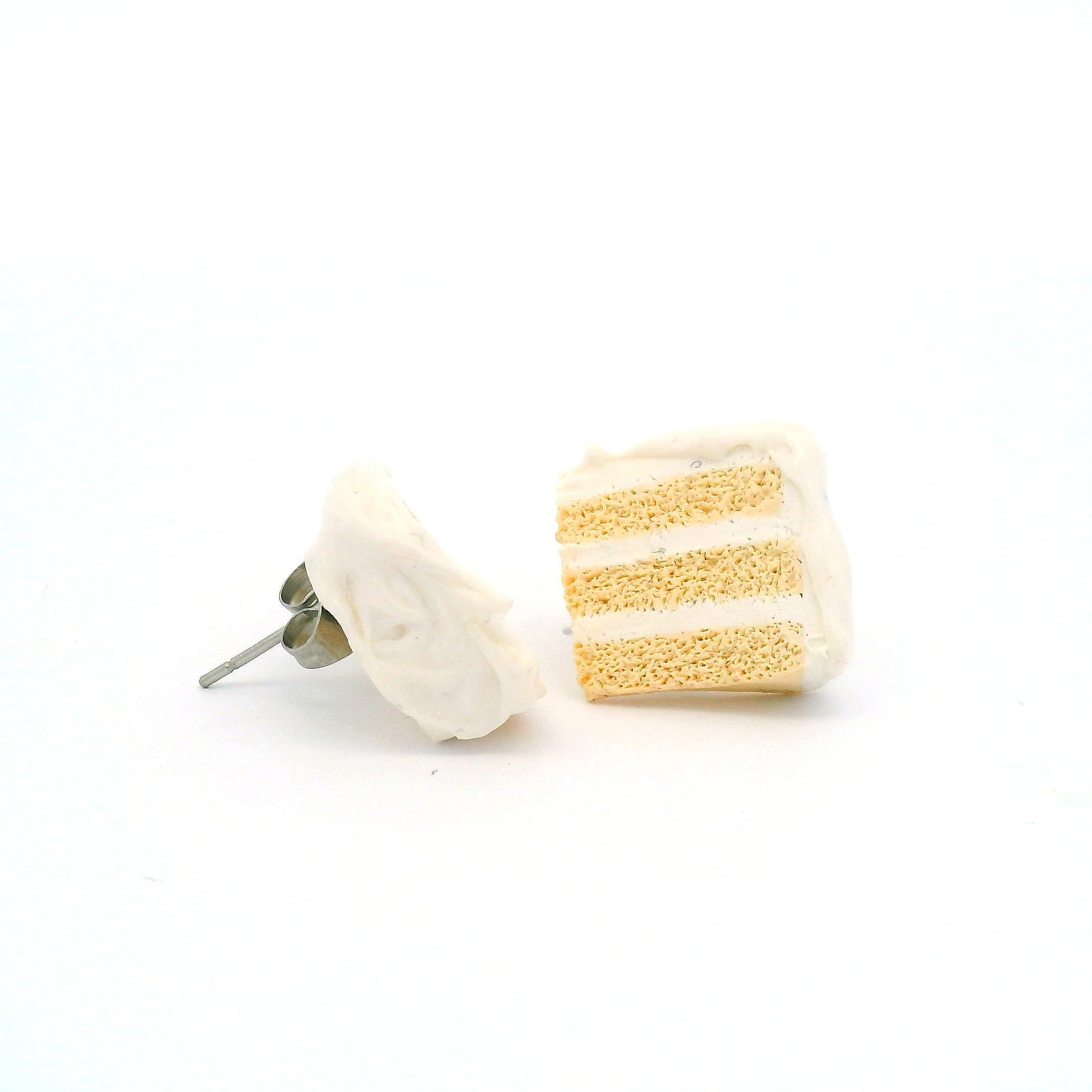 Handmade Vanilla Cake Slice Stud Earrings - Image 3
