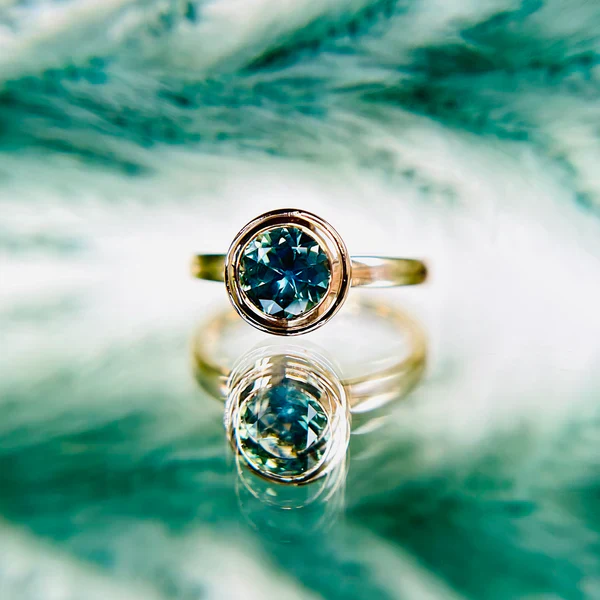 14k Yellow Gold Bezel-Set Solitaire with 1.22ct Natural Teal Sapphire - Image 3