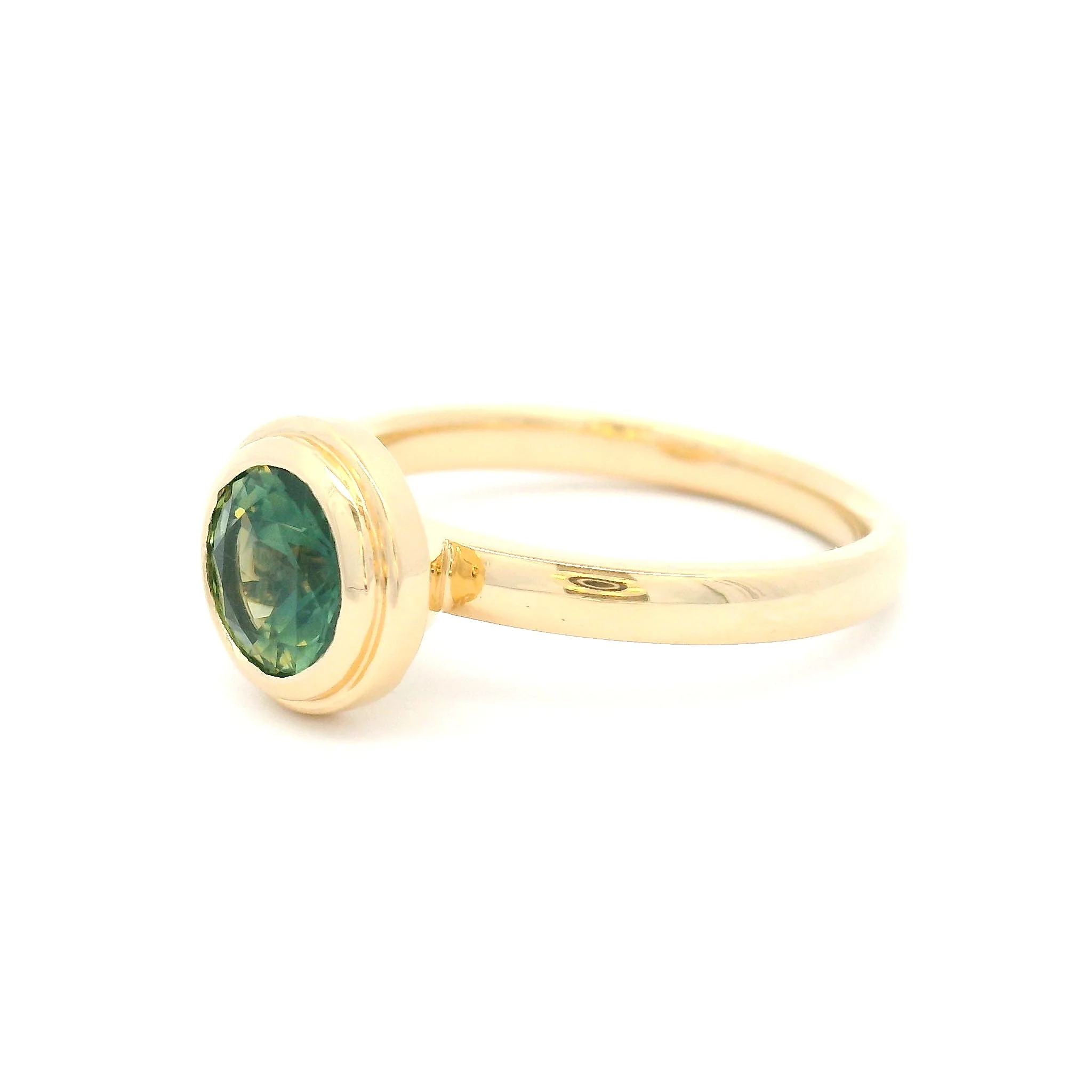 14k Yellow Gold Bezel-Set Solitaire with 1.22ct Natural Teal Sapphire - Image 6