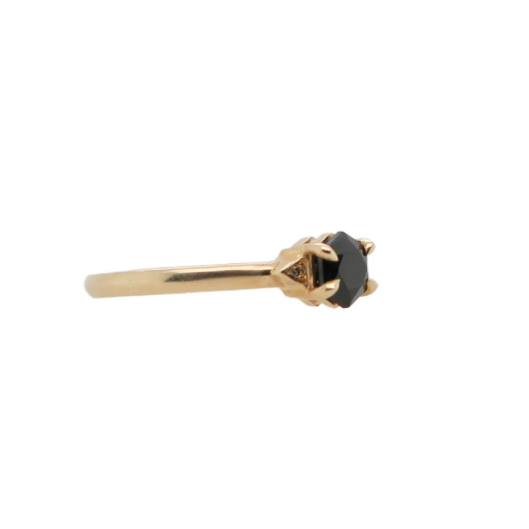 Hexagn-Cut Black Spinel Engagement Ring - Image 5